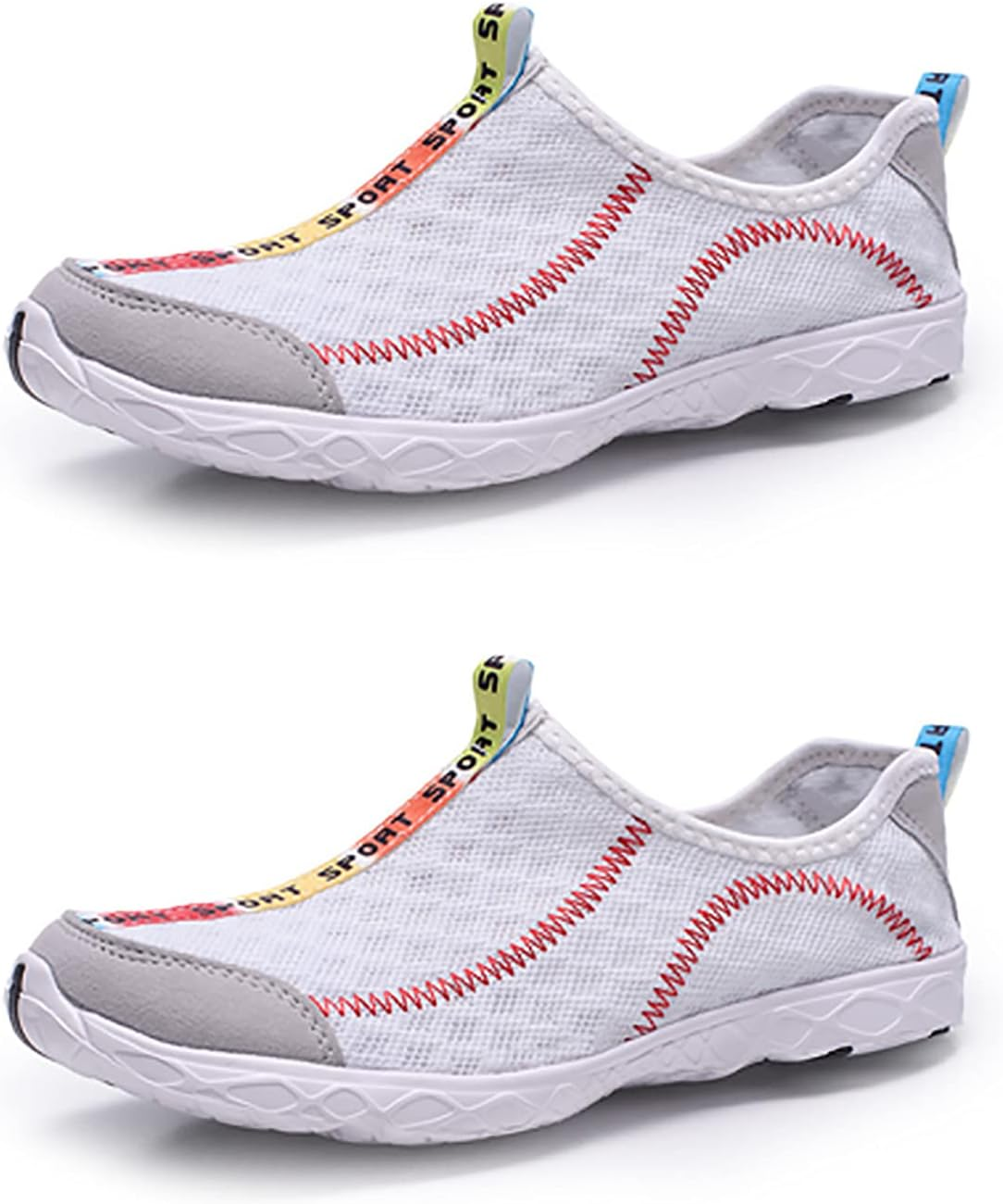 OYUEGE Womens Quick Drying Water Shoes for Beach Water Sports Light Soft Nonslip Walking Beach Running Shoes (White 24.5 Cm)