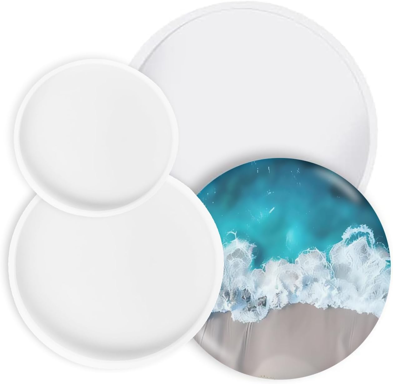 Round Coaster Resin Casting Mould Epoxy Mold Silicone DIY Tool Jewelry Agate Making Craft (8Cm)