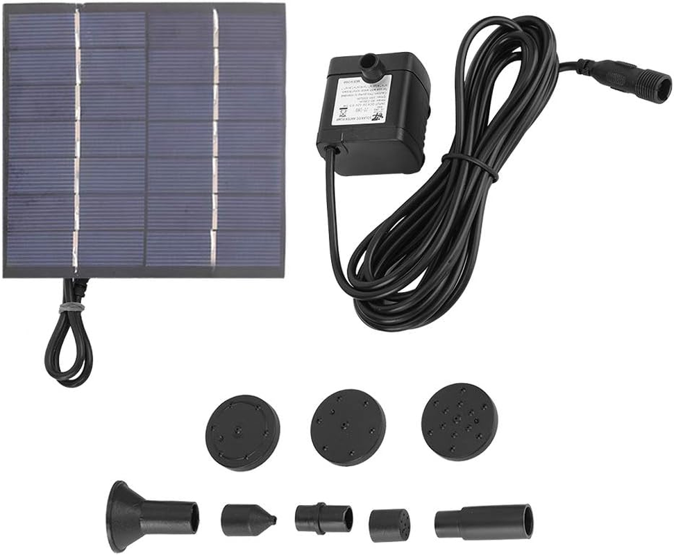 1.4W Solar Panel Submersible Fountain Kit for Small Pond, Garden Decoration - 5 Sprinkler Heads image number 3