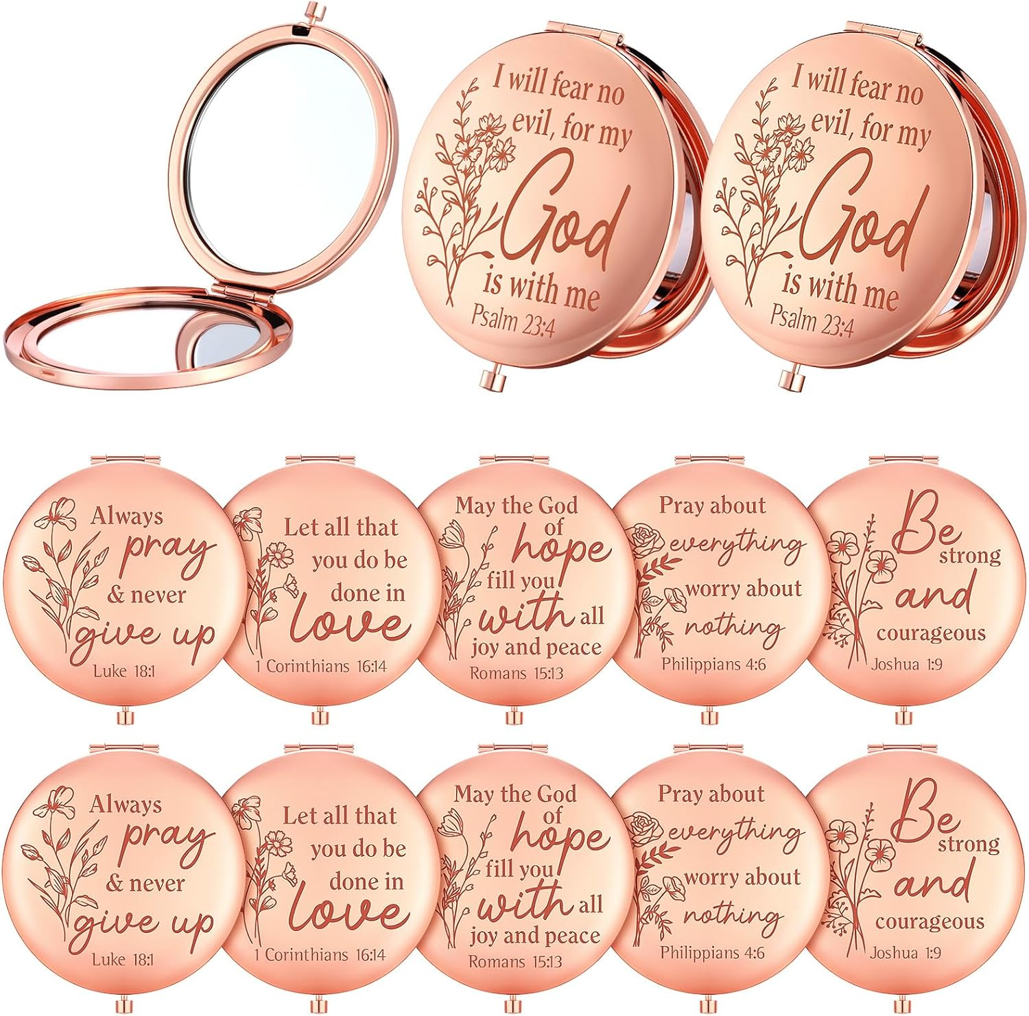 Glikceil 12 Pcs Christmas Bible Verse Gifts for Women Christian Compact Mirrors Bulk Inspirational Religious Gift Christian Gifts for Coworkers Teacher Employees Travel Church Scripture Party Gift image number 5