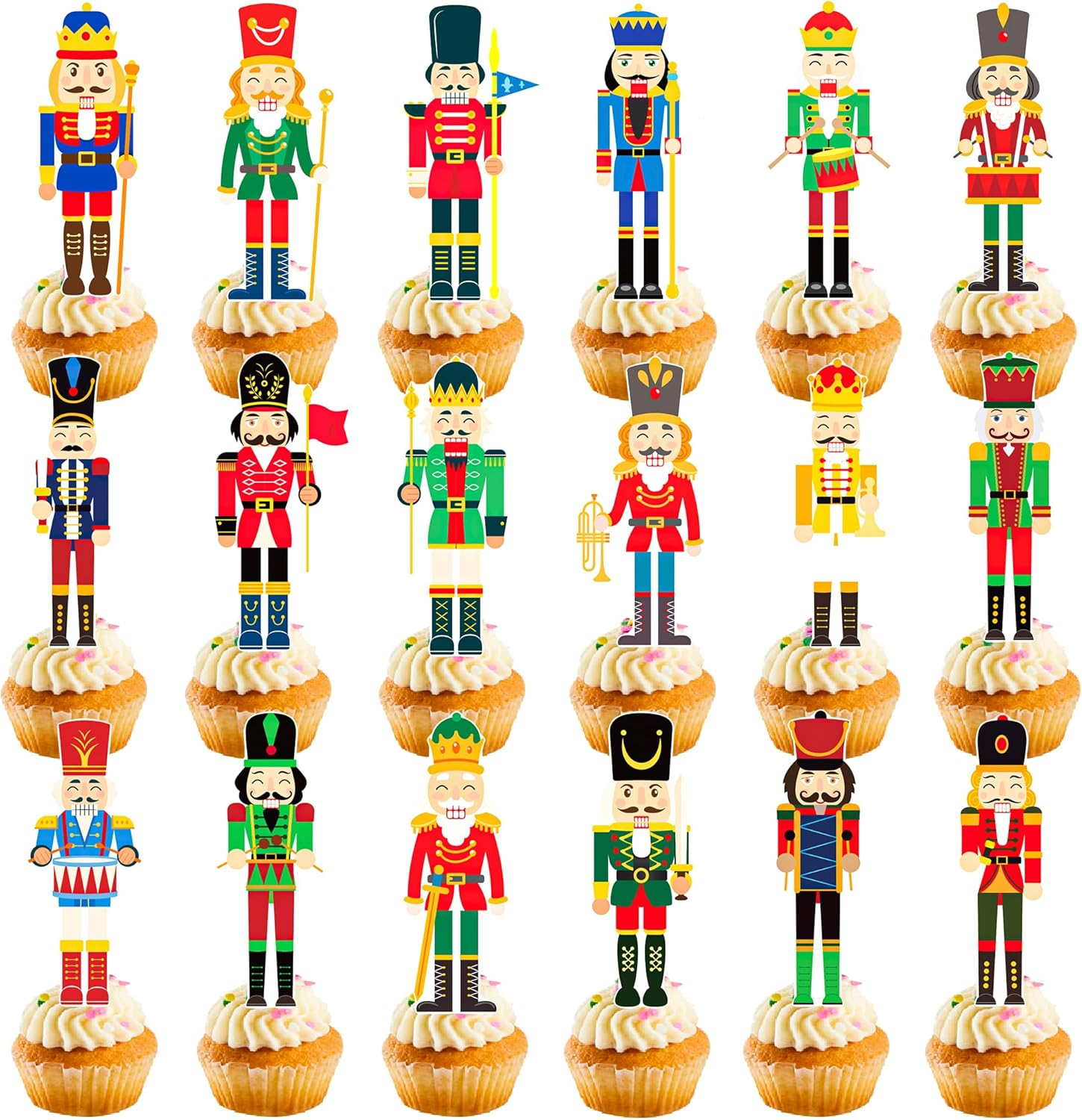 Christmas Party Decoration Christmas Tree Santa Claus Snoweman Hat Socsks Glitter Cupcake Toppers for Xmaas Party Favor Supplies SET of 24 image number 5