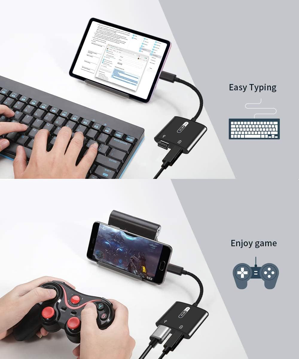 Azddur USB C OTG Adapter with Power, 2 in 1 USB C to USB with 60W PD Charging, Compatible with Ipad Pro, Dell XPS, Galaxy S21/S20+/Note10, Google Pixel 5/4XL, Chromecast with Google TV image number 2