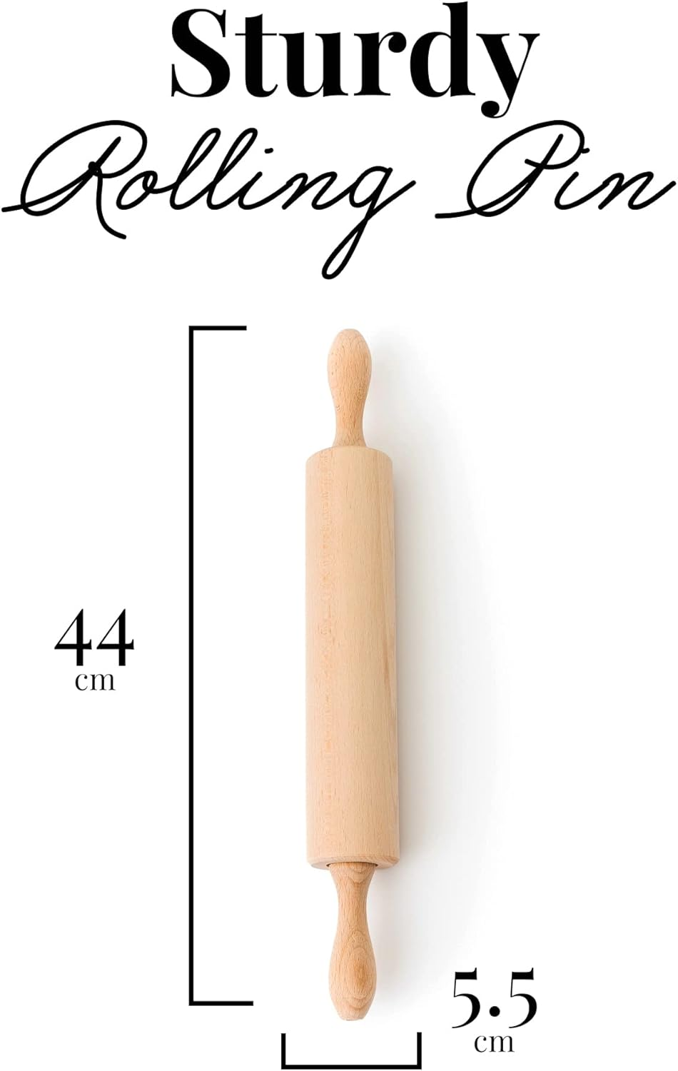 Tuuli Kitchen Classic Professional Wooden Rolling Pin with Revolving Centre (17,3 by 2,2 Inches) image number 3