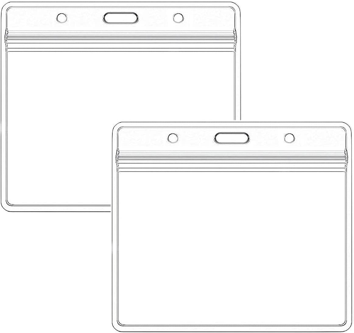 Horizontal ID Card Name Tag Badge Holder with Waterproof Type Resealable Zip (Holders, 6Packs) image number 5