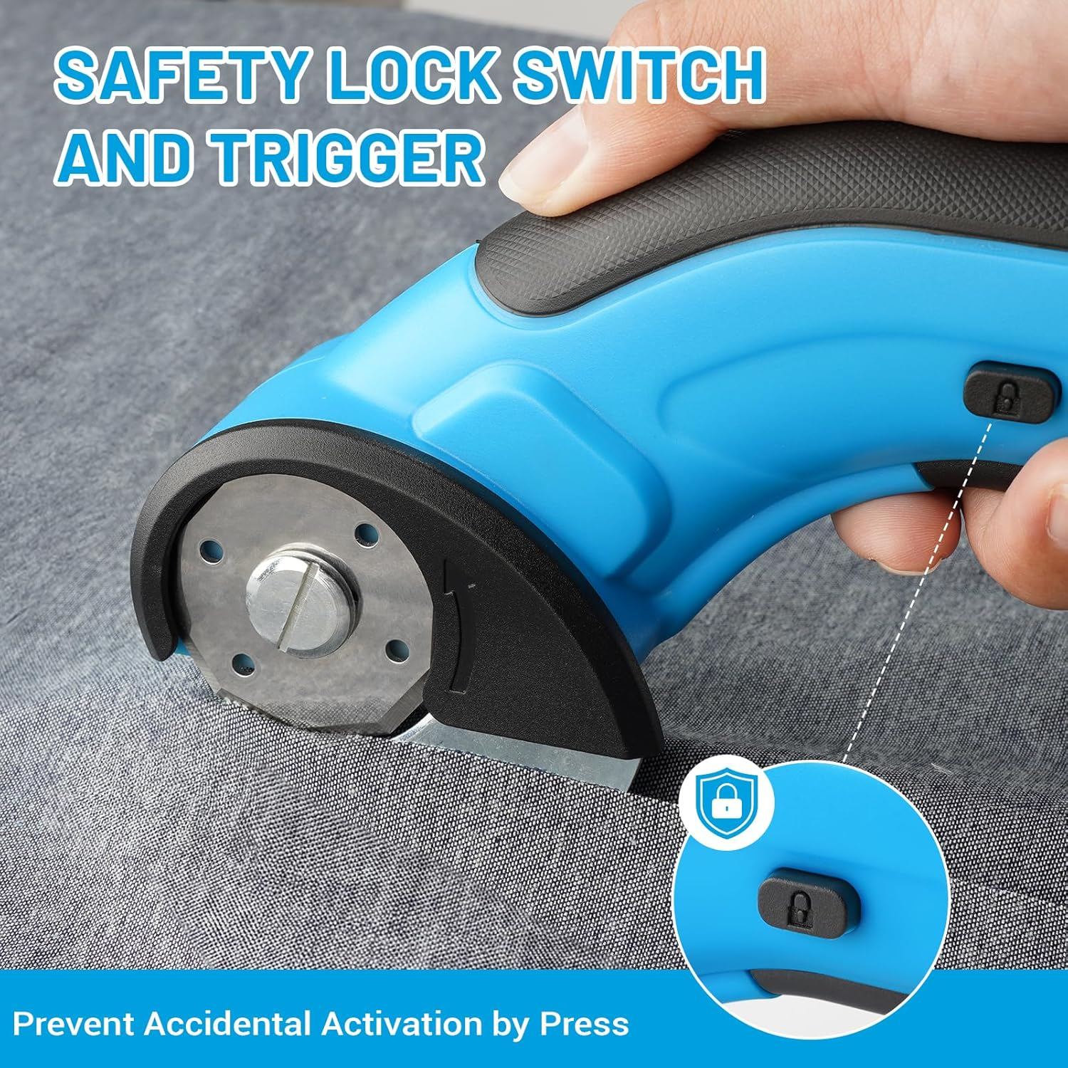 PHIRAH Cordless Cardboard Cutter, 4V Electric Scissors for Carpet and Leather, Box Cutter Tool with Safety Trigger, Powerful Rotary Cutter for Cutting Carpet, Cardboard, Leather, Paper, Plastic image number 3