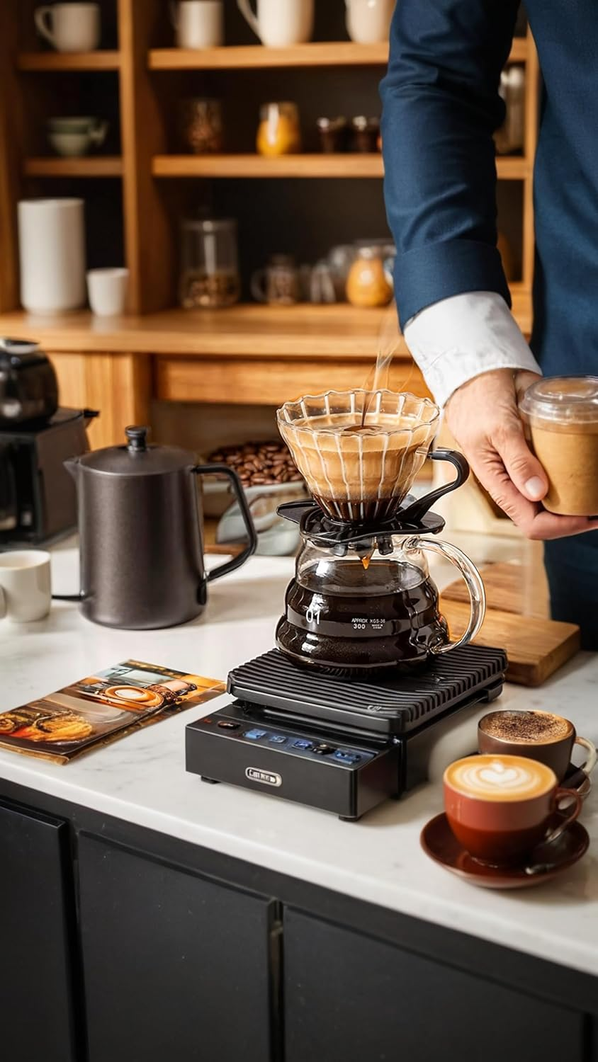 Coffee Maker Teapot - 360Ml Carafe with Lid | Heat-Protected Pour over Pot | Elegant Home & Cafe Essential | Transparent Design image number 2