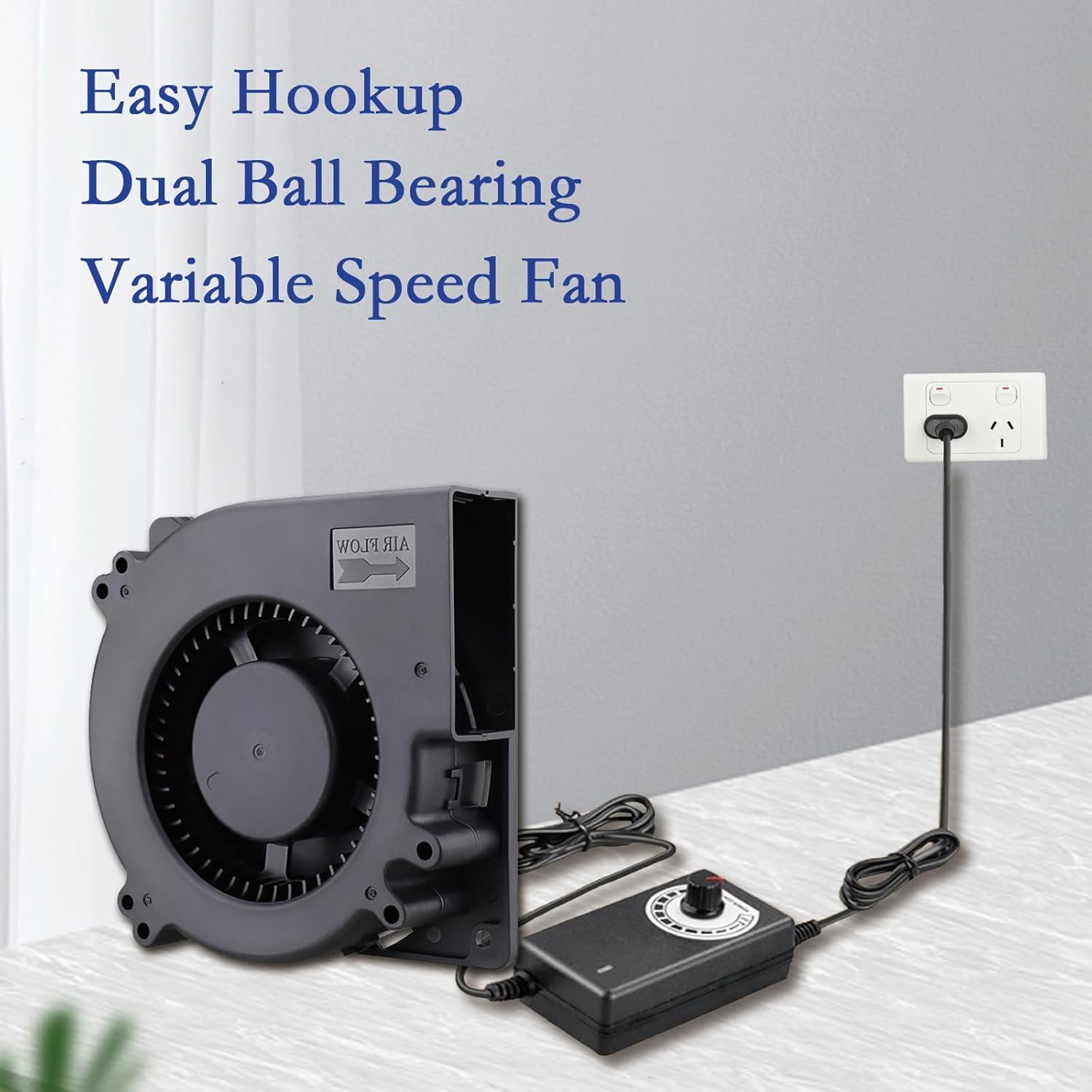 Ronyaoko 120Mm Blower Fan,120Mm X 32Mm Turbo Centrifugal Fan,With AC 100V - 240V Speed Controller 3V to 12V, DC Dual Ball High Airflow,For Receiver DVR Modem AV Cabinet Cooling Ventilation image number 2