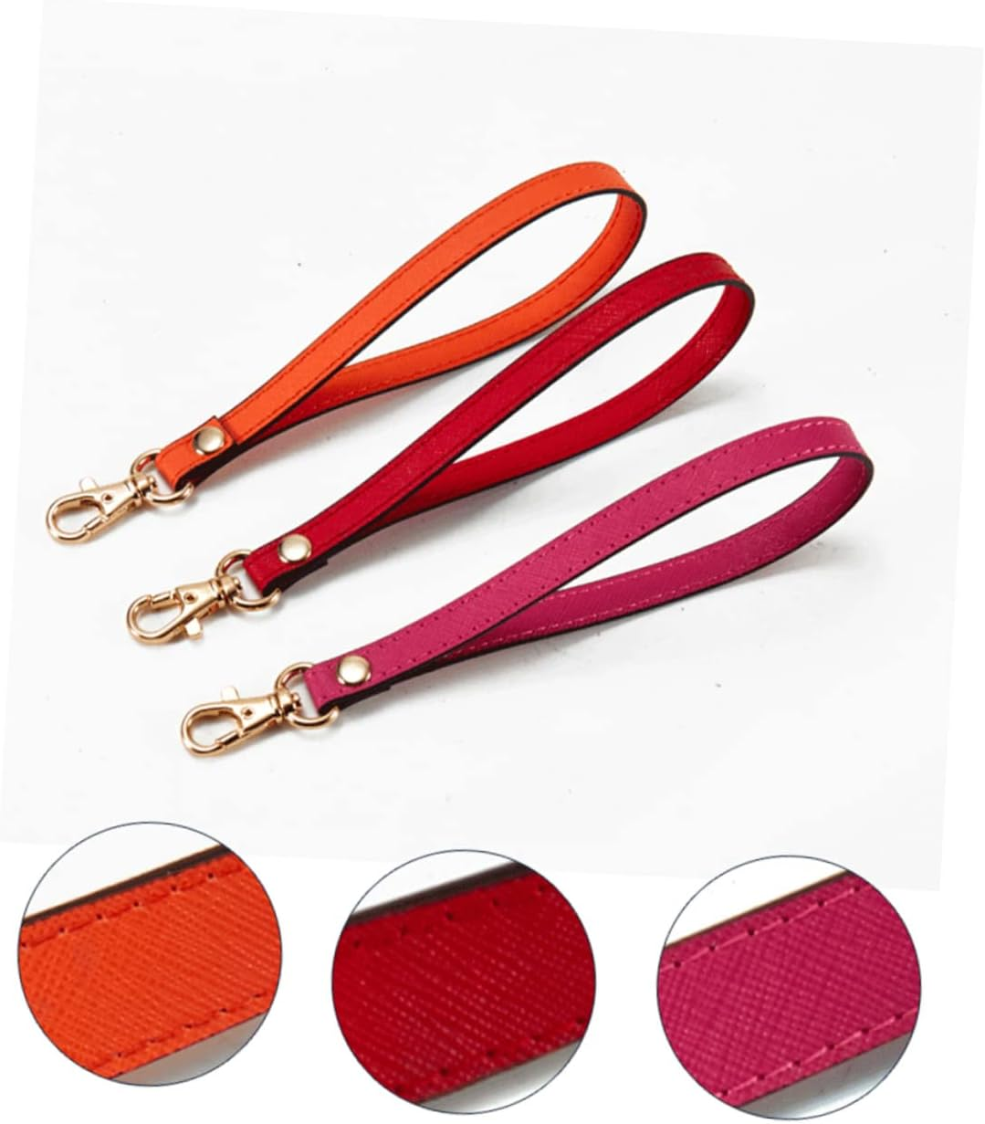 Jojofuny Genuine Leather Wrist Strap with Gold Buckle, Pink Cross Texture Clutch Wristlet for Women, Replacement Keychain Wrist Strap for Hands-Free Carrying and Accessories image number 1