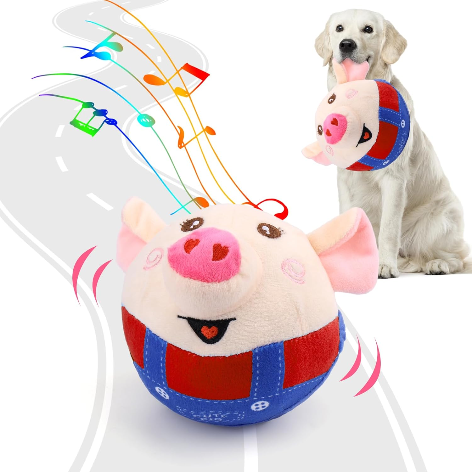 BABORUI Interactive Dog Toys Pig, Jumping Squeaky Dog Toys with Recording and Music Modes, Rechargeable Moving Dog Chew Toys for Small/Medium/Large Dogs to Keep Them Busy(Blue Pig)