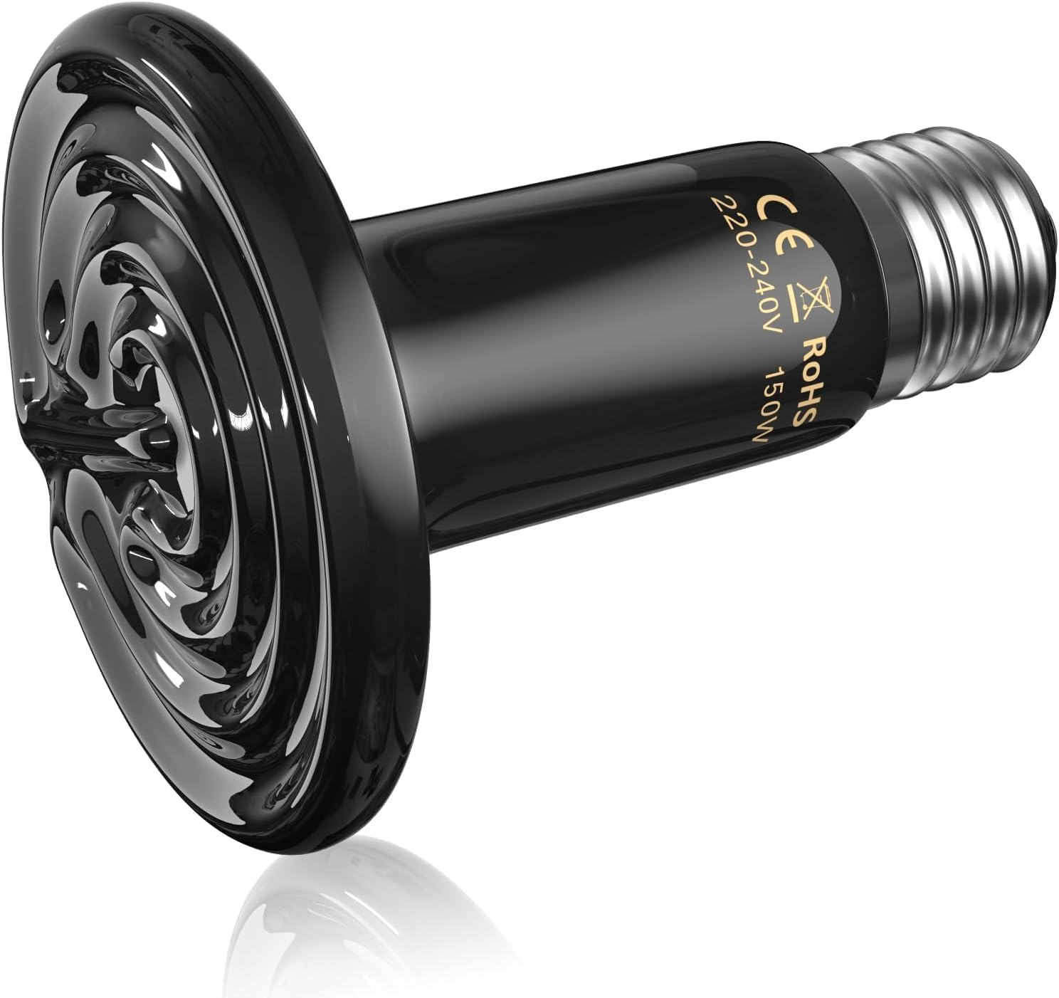 Glowup 75W Reptiles Heat Lamp Bulb,No Light Ceramic Heat Emitter,E27 Black Heatbulb for Reptiles,Ceramic Heat Bulb for Tortoise/Bearded Dragon/Lizard/Snake/Puppies/Aquarium-2Pack