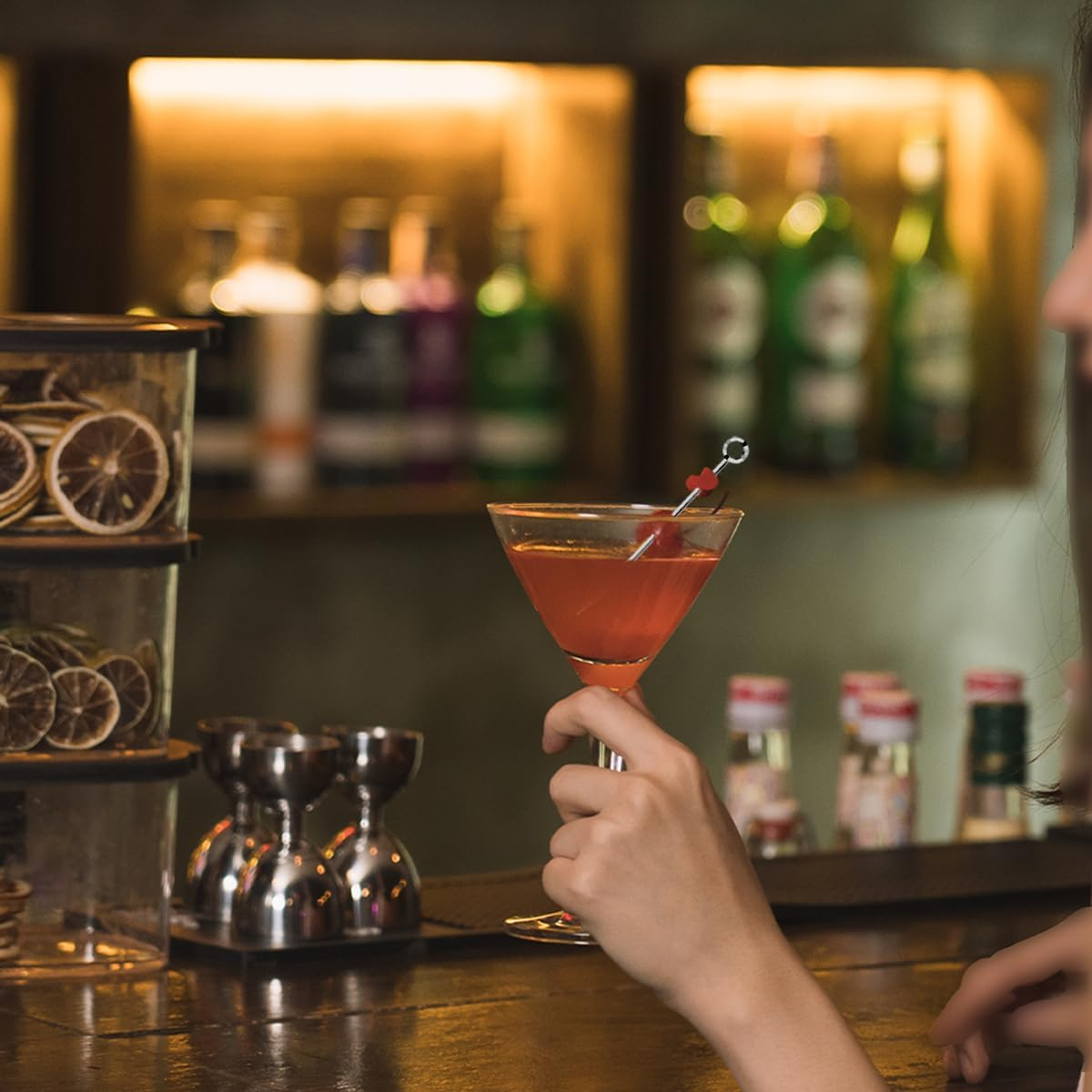 BEZANU Drink Sticks, 10 PCS Metal Cocktail Picks for Appetizers, Fruits, Snacks (11Cm/4.33In) image number 1