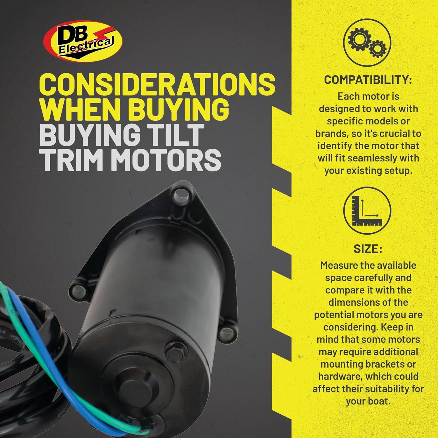 DB Electrical 430-20007 Power Tilt Trim Motor Compatible With/Replacement for Evinrude, Johnson, OMC, Sea-Drive All Models 81-92/391264, 393259, 393988, 394176, 983019 /PT301NM /18-6759/6220 image number 1