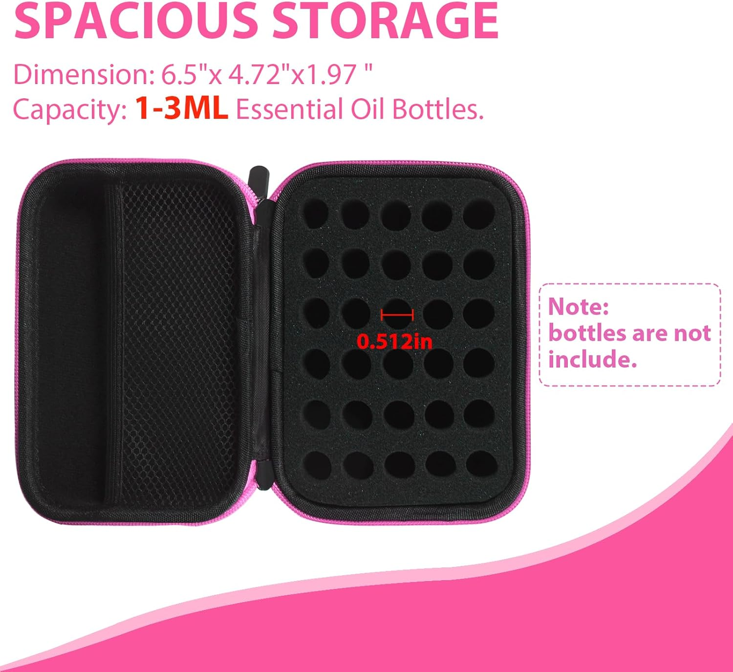 ZORETCO Essential Oil Storage Holder Organizer Carrying Case, Essential Oils Box Holds 30 Bottles 1Ml- 3Ml Bottle Travel Storage Organizer Bag for Doterra & Young Living (Box Only) image number 3