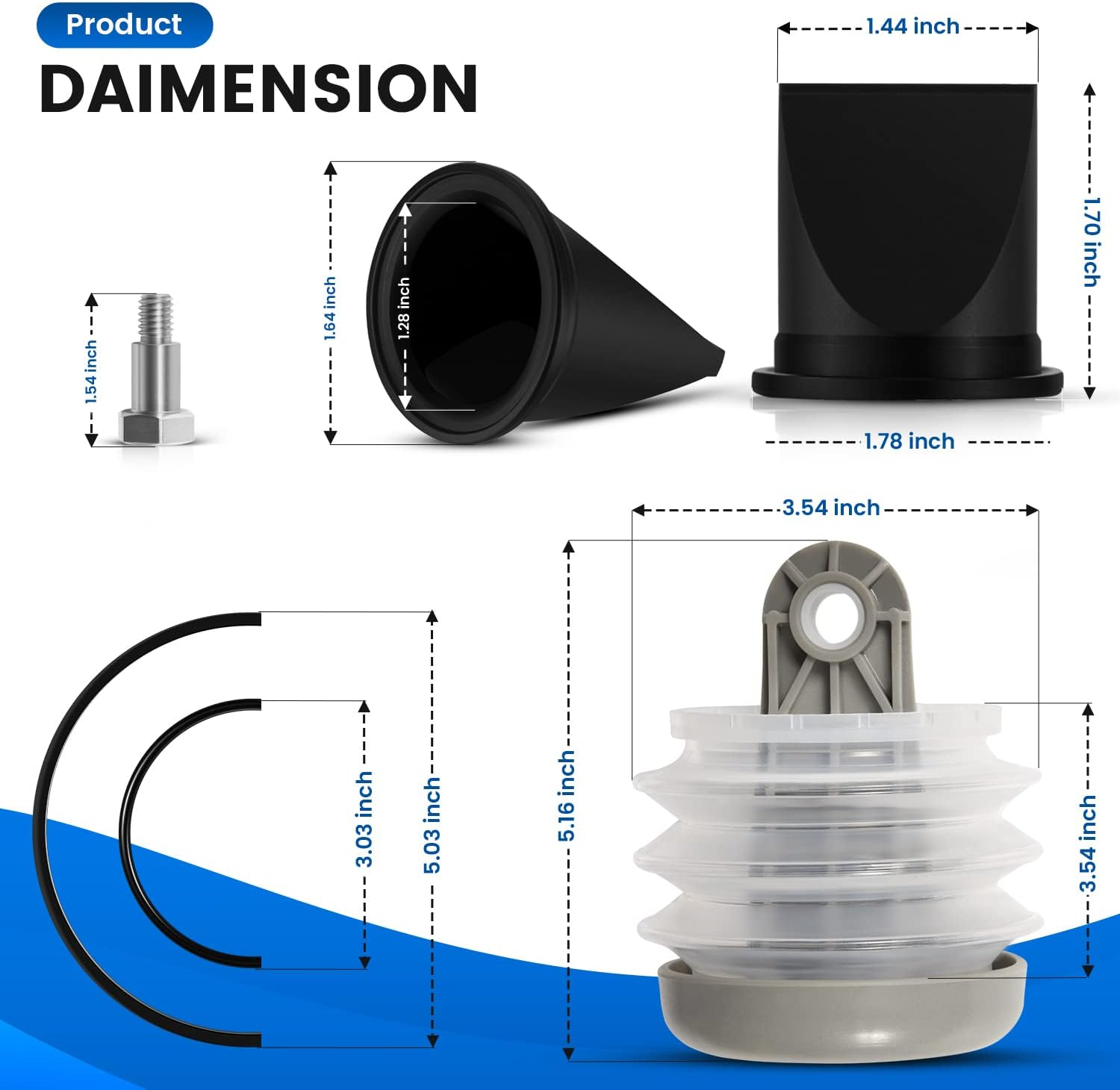 For Dometic 385230980 Pump Bellow Kit & 385310076 1-1/2'' Duckbill Valve Kit & 385310151 O-Ring Kit Replace for Dometic S, T, J, VHT, and VG Series Vacuum Pump Kit image number 4