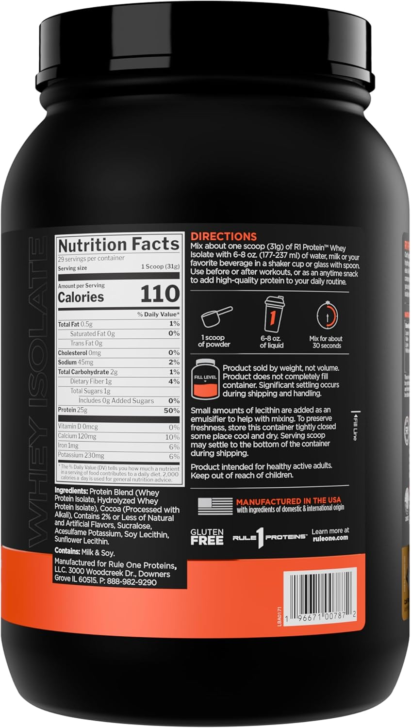 Rule 1 100% Whey Protein Isolate and Hydrolysate Protein Powder 1.98 Lb, Cafe Mocha (29 Servings) image number 1