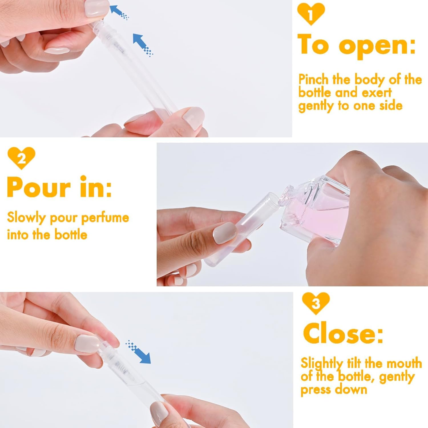 BILBYBOP Mini Perfume Sample Bottles, 10 Pack 5 Ml Plastic Small Perfume Spray Bottle, Fine Mist, Portable Perfume Travel Refillable Bottle, 2025 Upgraded Atomizer Sprayer for Perfume, Clear image number 3