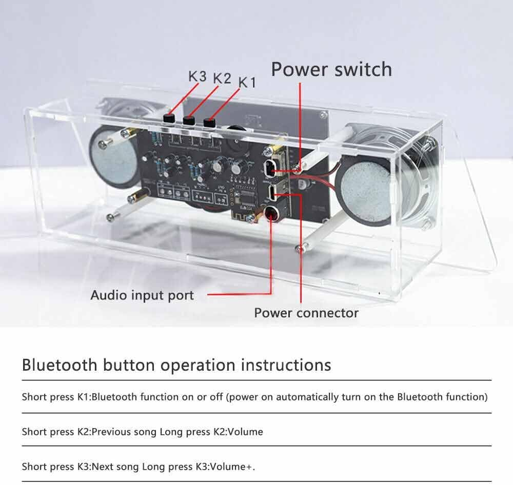 DIY Electronics Kit LED Bluetooth Speaker, Build Your Own Portable Bluetooth Speaker,Led Music Spectrum Electronic Soldering Electronic Kit (Without Shell) image number 2