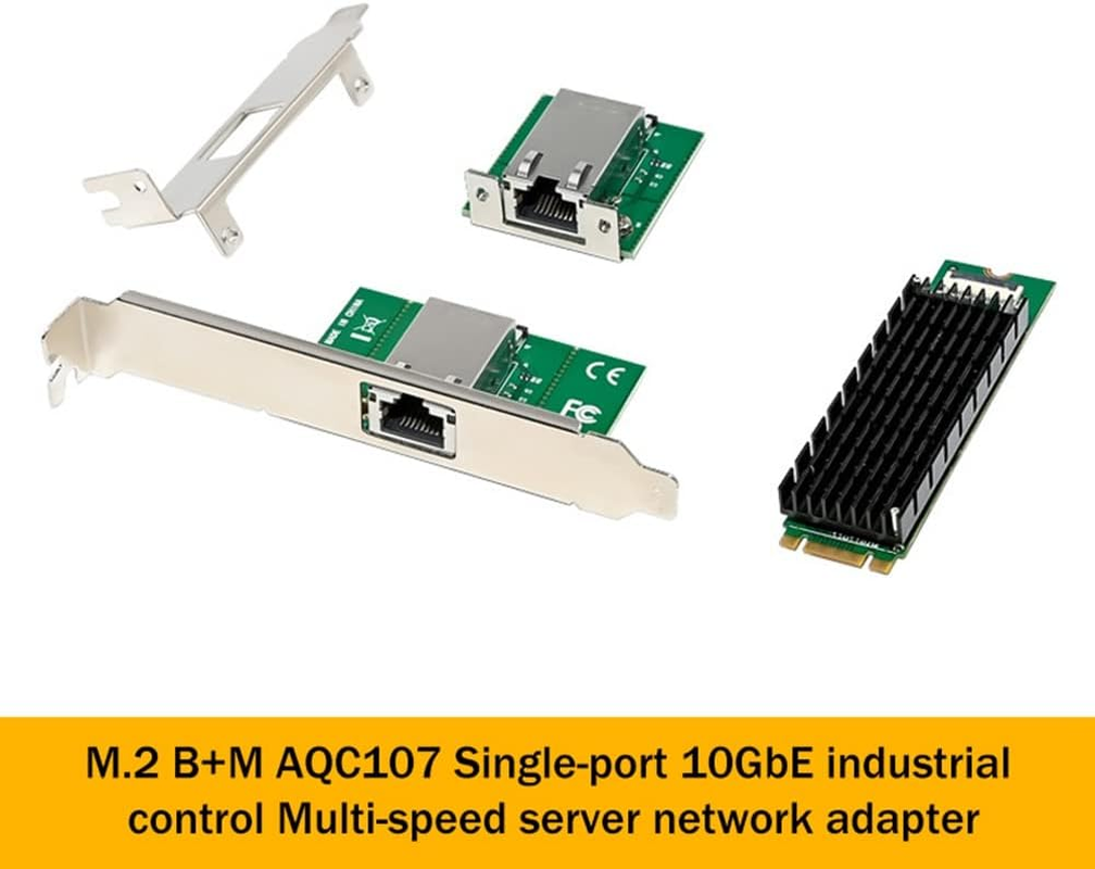 Tuperoymse M.2 B+M AQC107 Network Card Single-Port 10Gbe Network Card RJ45 Ethernet Network Adapter