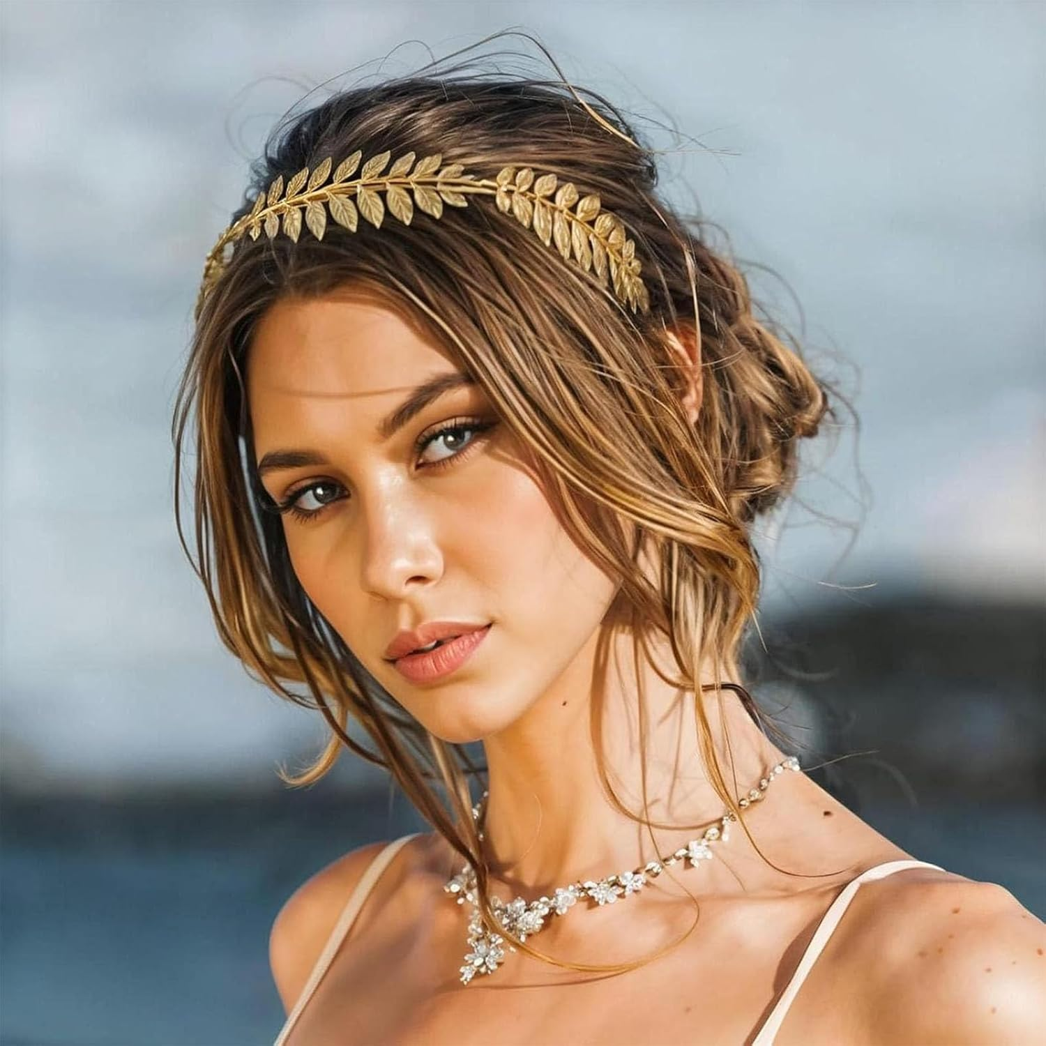 Dinghaole 2 Pcs Roman Leaf Crown, Roman Style Tiara, Boho Headpiece Hairband, Gold Silver Leaf Band Crown of Leaves, Bridal Costume Accessories for Women Girls Fashion Party Decoration image number 5