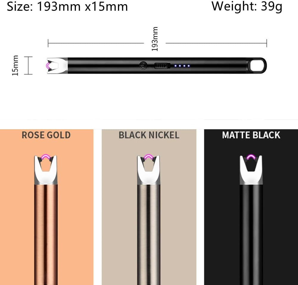 Nomel Lighter, Electric Candle Lighters Type C Rechargeable Lighter with Battery Indicator Windproof Flameless Arc Lighters with Hanging Hook for Candle Camping BBQ Cooking Stove Fireplace (Silver) image number 3