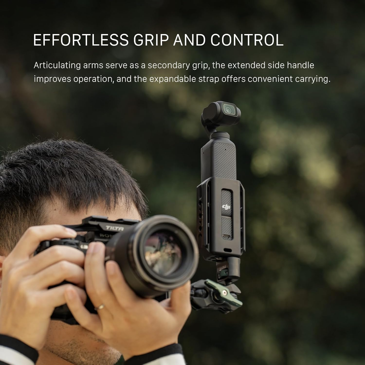 Tilta Accessory Mounting Expander for DJI Osmo Pocket 3 - Black | Slot for a Wrist Strap | Stays Secure within the Cage | Protection | 1/4""-20 Screw | TA-T65-AME-B image number 2