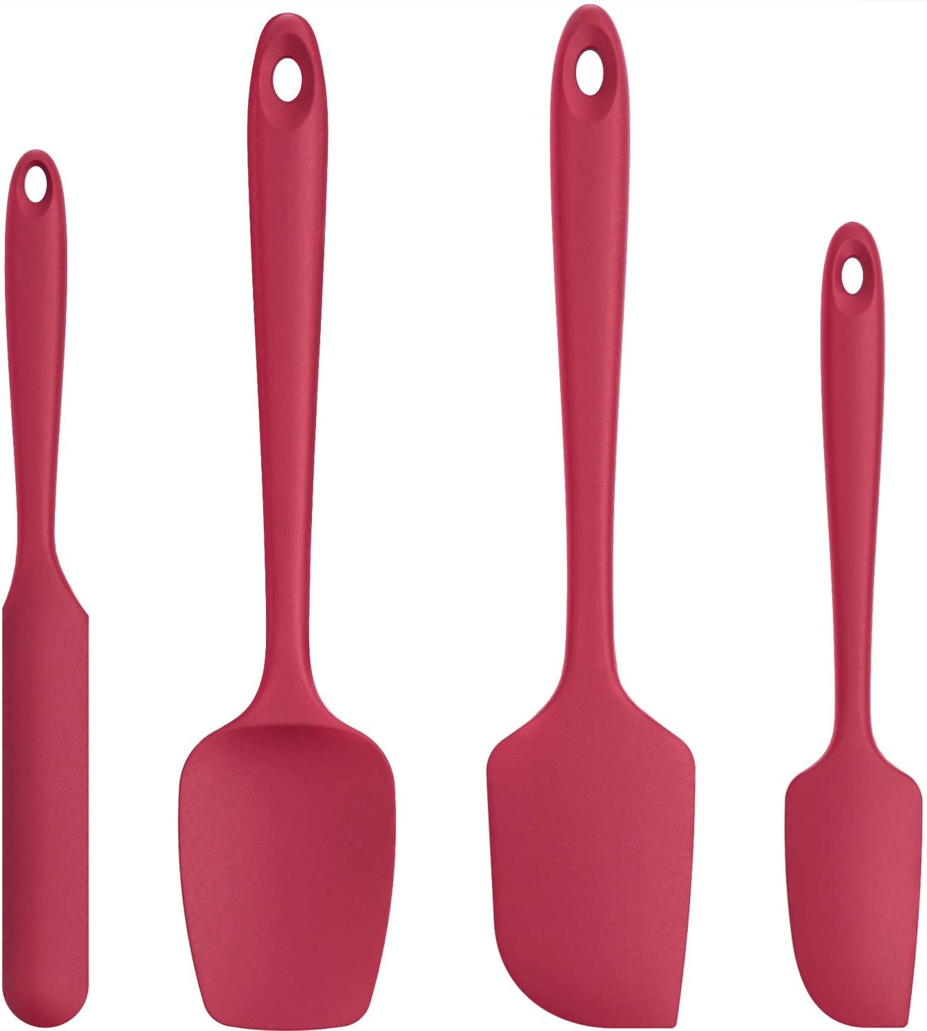 250℃ Heat Resistant Silicone Spatula: U-Taste High Heat Proof Flexible Bpa-Free Non-Stick Bowl Scraper, Seamless Rubber Kitchen Utensils for Baking Cooking Mixing Cookware Set of 4 (Red) image number 6