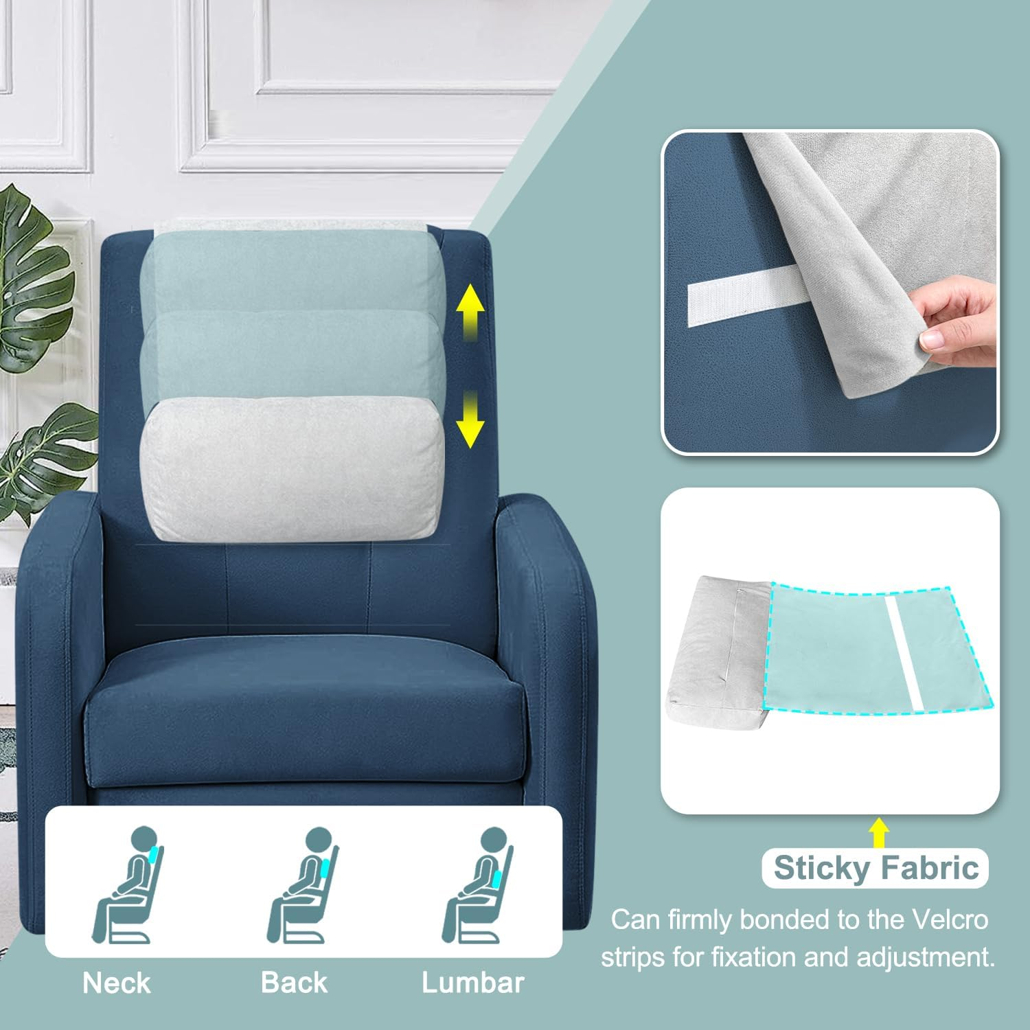 Mybow Recliner Headrest Pillow Couch Neck Pillow Adjustable Recliner Head Pillow Sofa Headrest Neck Support Chair Travel Cervical Pillow Back Cushion Recliner Neck Pillows for Pain Relief image number 5