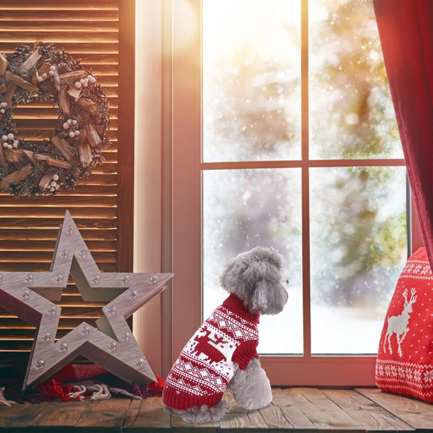 Christmas Dog Jumper Knitted Pet Dog Christmas Sweater Soft Winter Dog Jumper Coat Pet Xmas Sweater Clothes for Small Medium Large Dogs Cats Christmas Costume (Medium, Style-2) image number 6