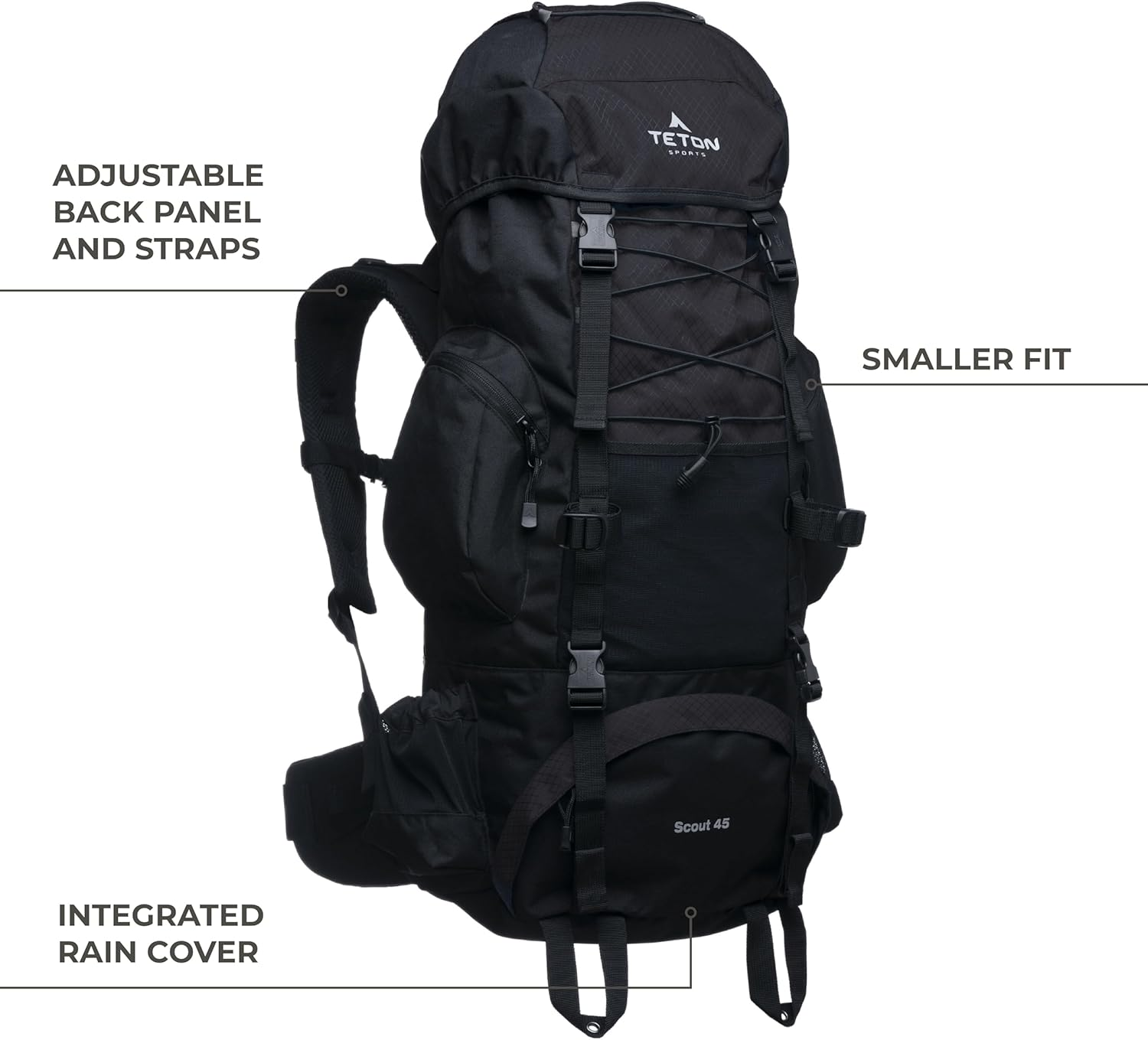 TETON Sports Scout 3400 Internal Frame Backpack; Great Backpacking Gear or Pack for Camping or Hiking - Buck Brown image number 2