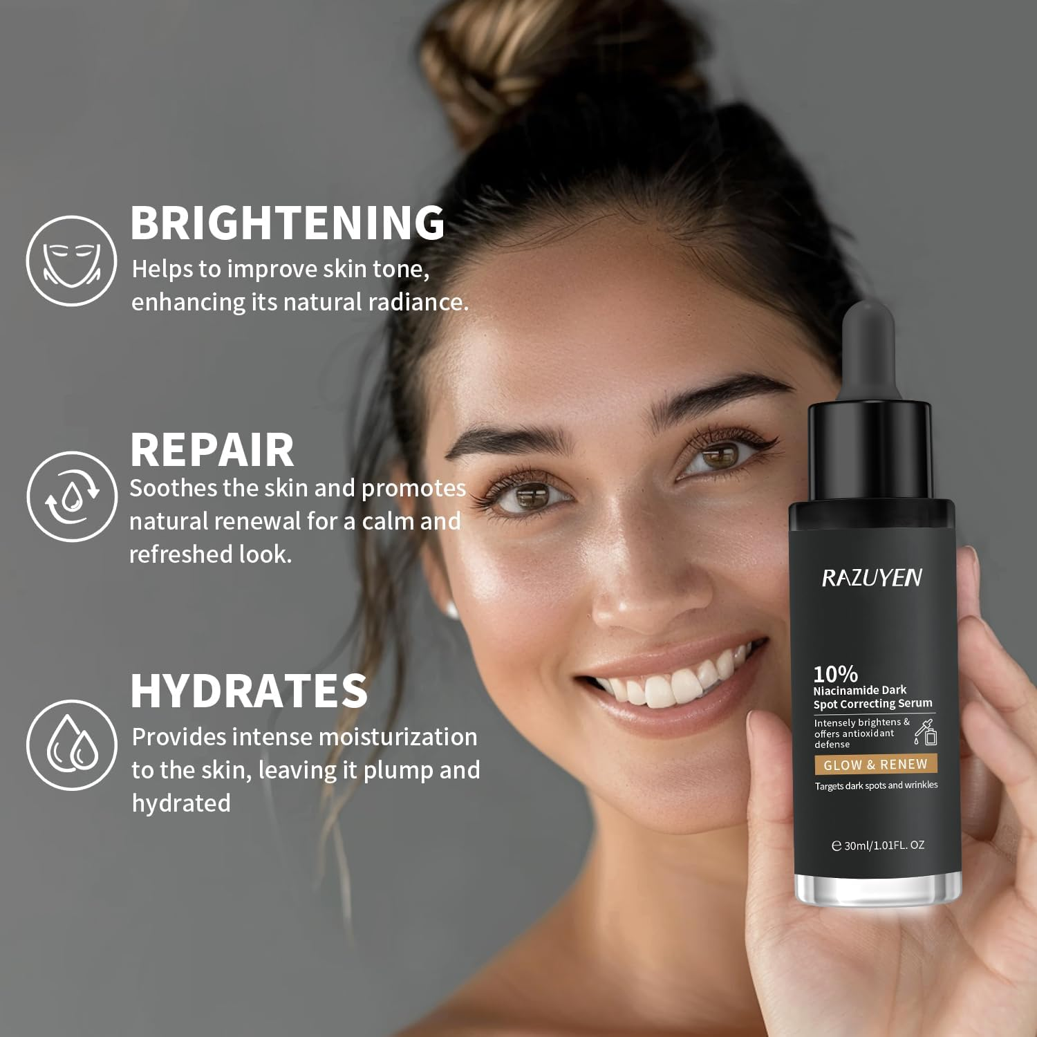 Niacinamide Serum, Glow Serum with 10% Niacinamide and Arbutin for Radiant Skin, Brightening, Soothing, Hydrating for Face, 30Ml image number 1