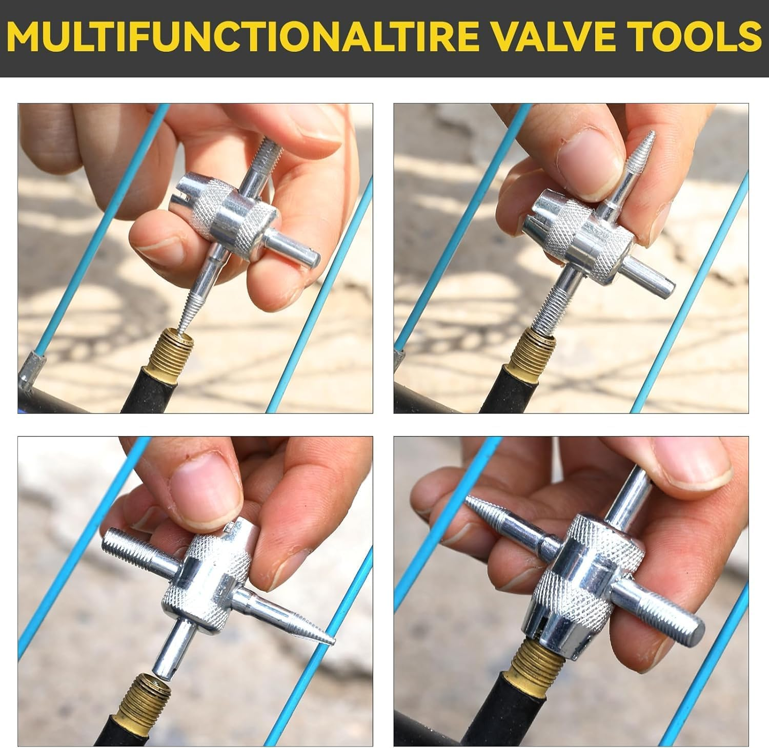 4-In-1 Multifunctional Valve Stem Removal Tool, 4Pcs 4-In-1 Valve Core Tool Tire Valve Tool,4-In-1 Valve Core Tool Multifunctional Valve Wrench,4 in 1 Valve Core Tool Multifunctional Valve Wrench image number 5
