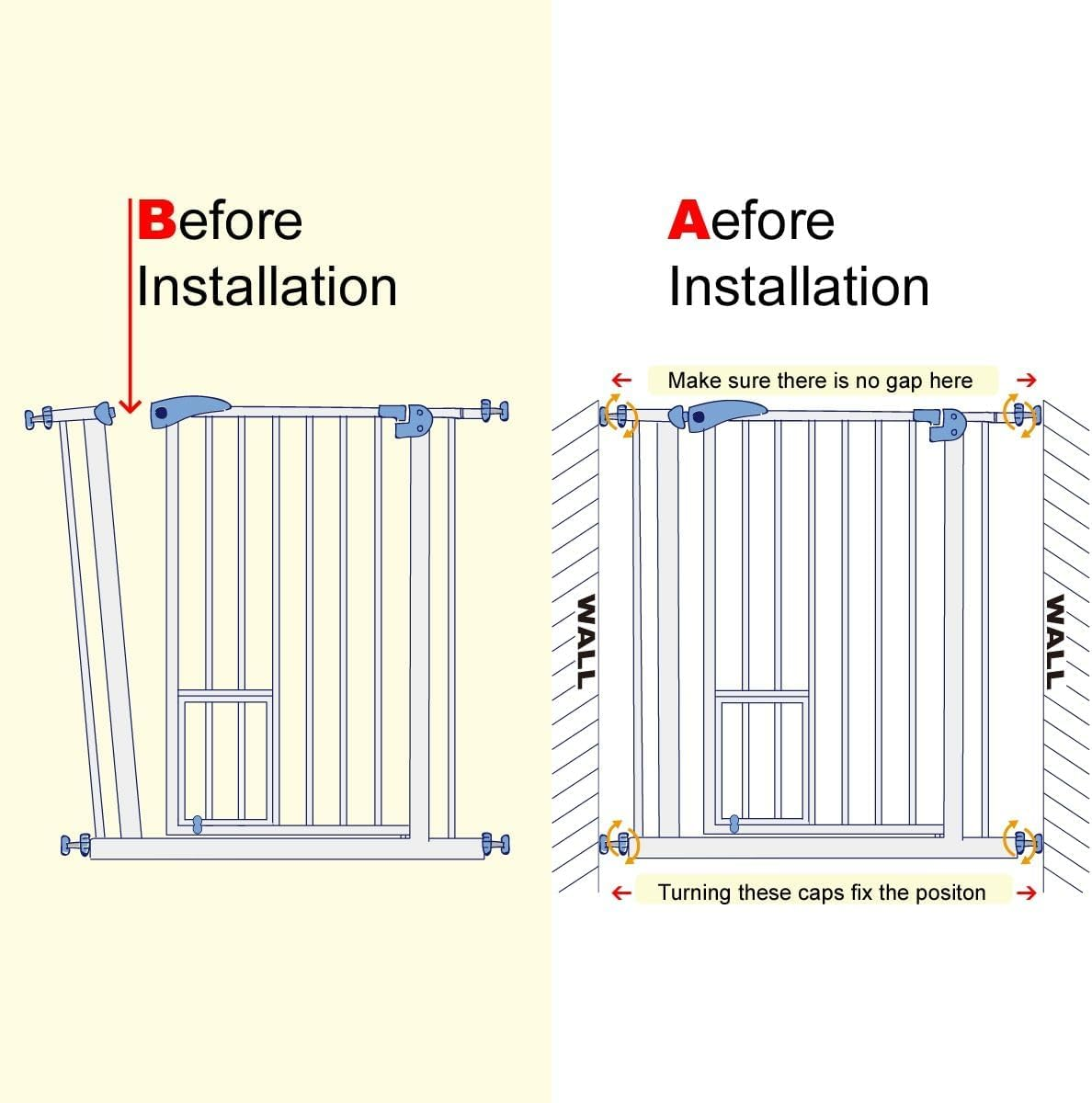 100Cm Tall Pet Safety Gate Dog Safe Fence Puppy Baby Security Stair Barrier, W/Cat Door, Adjustable Length 80-90Cm,White image number 4