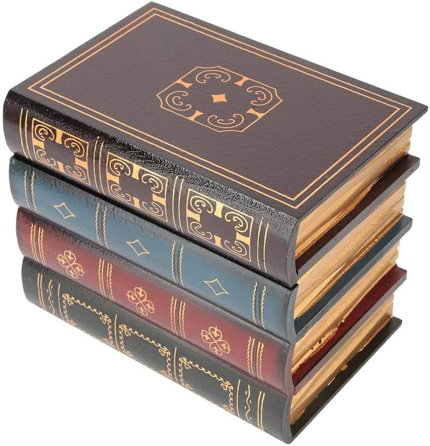 Fake Books Wooden Storage Box, Decorative Book Boxes, European Antique Book Decorations Vintage Books Storage Box, Bookends Storage Box for Home Office Shelf Photo Props Storage Decoration image number 3