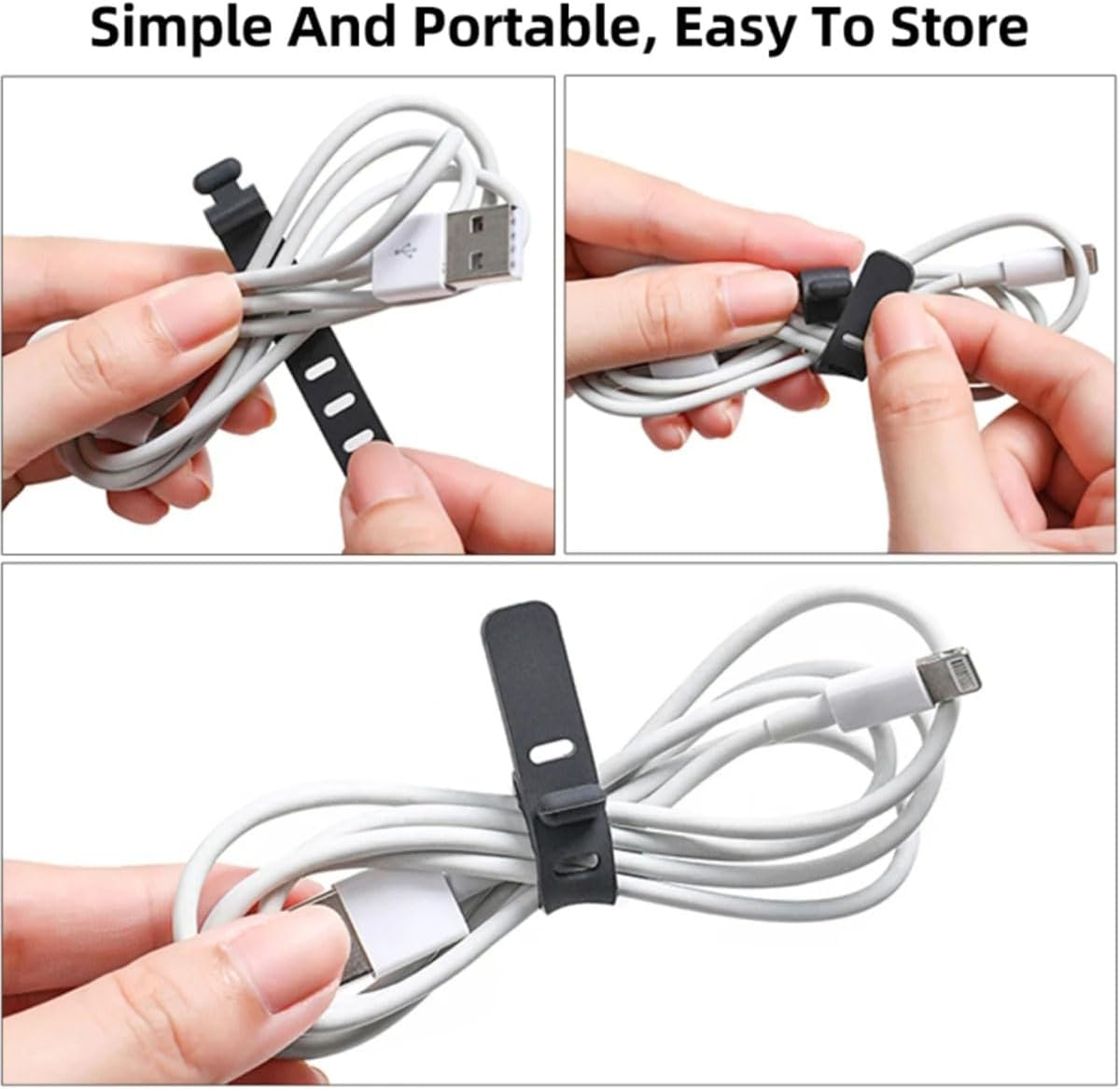 30Pcs/Pack Cable Ties Reusable Zip Ties Silicone Cord Ties 7.87Inch for Wire Management, Elastic Cable Organizer 5 Colors image number 2