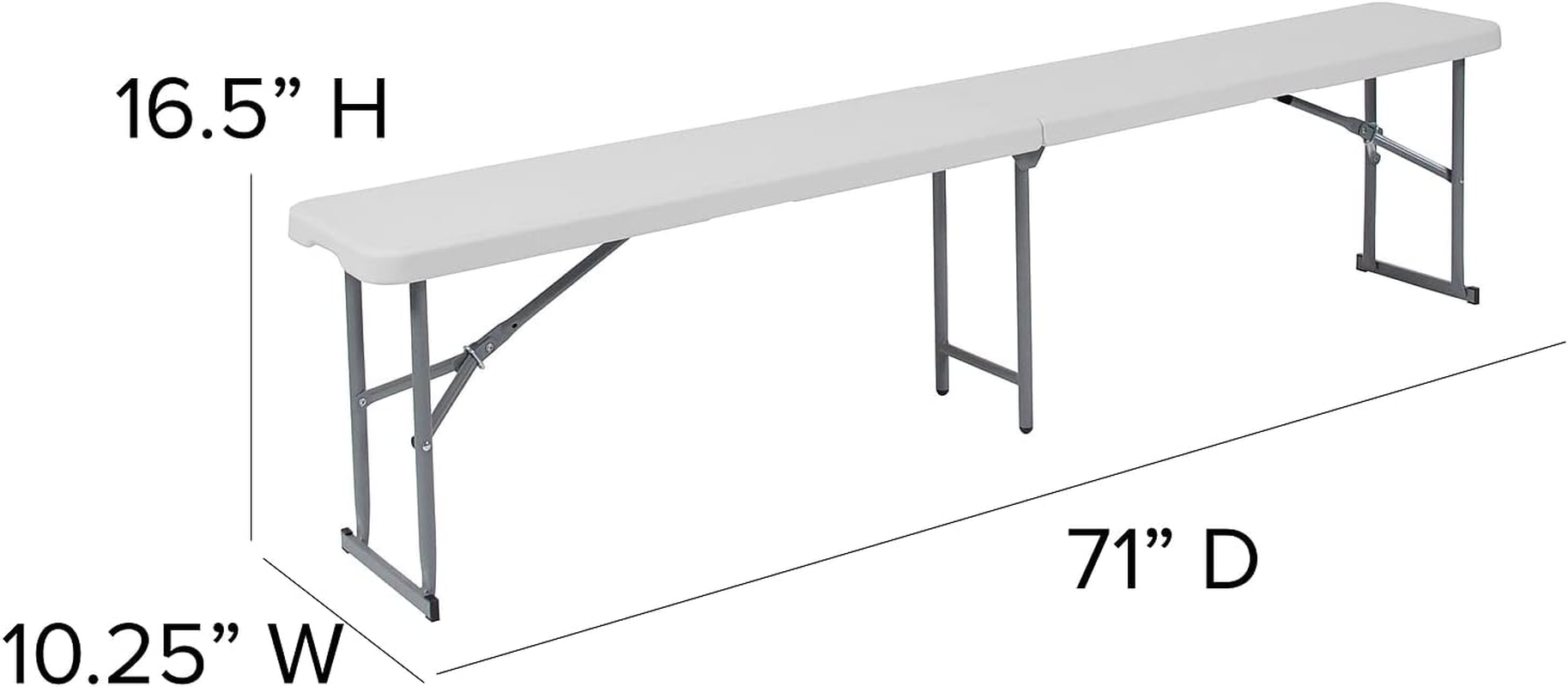 Flash Furniture 10.25''W X 71''L Bi-Fold Granite White Plastic Bench with Carrying Handle image number 2