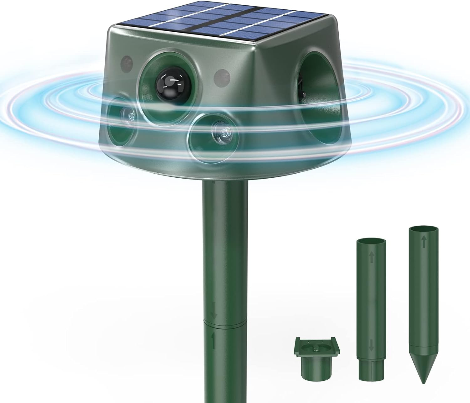 Solar Animal Ultrasonic Repeller, 240&deg; Ultrasonic Animal Repellent,Ipx66 Mole Repellent for Lawns Outdoor Solar Powered,Pest Control, Cat, Dog, Deer, Rabbit, Mice Repellent 40 FT PIR Sensor Repeller image number 4