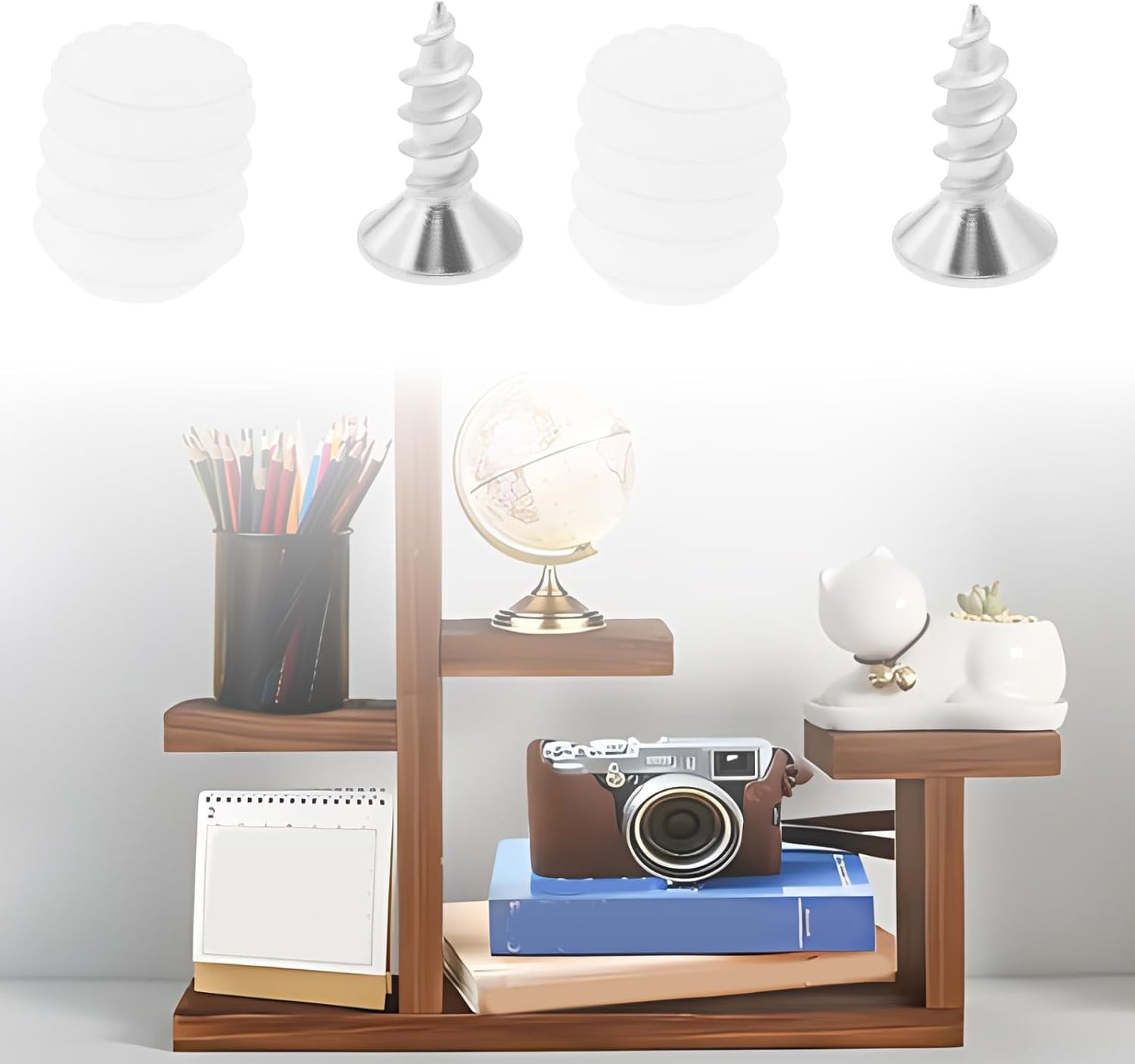 VGOL 50 Sets Plastic Hinge Dowel Inserts Kits for Cabinet Furniture Repairing Compatible with Blum Hinges Plastic Dowel Iron Nickel Plated Screw image number 3