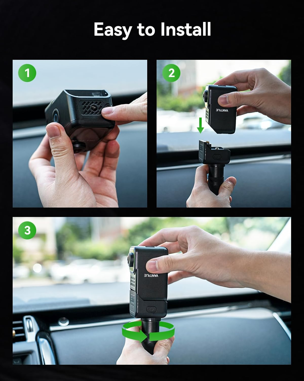 Vantrue Portable Handheld Mount for E360 Panoramic Dash Cam: 4-Hour Battery Life, Ideal for Camping, Meetings, Off-Road Exploring, Hiking, Traveling, and Family Moments image number 4