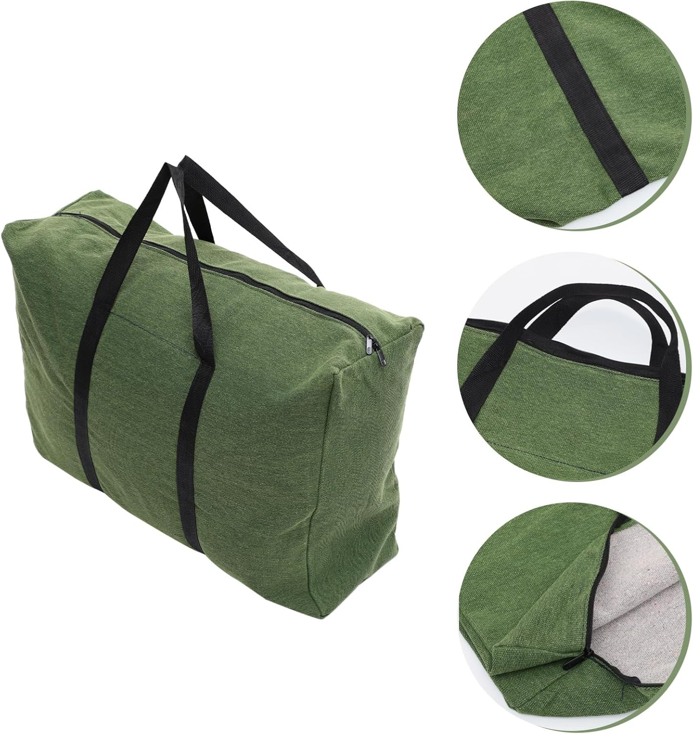 YARNOW Large Olive Green Canvas Travel Duffle Bag Zipper Heavy Duty Big Capacity Moving Luggage Tote for Clothes Bedding Storage and Hand Carry Random Color image number 1