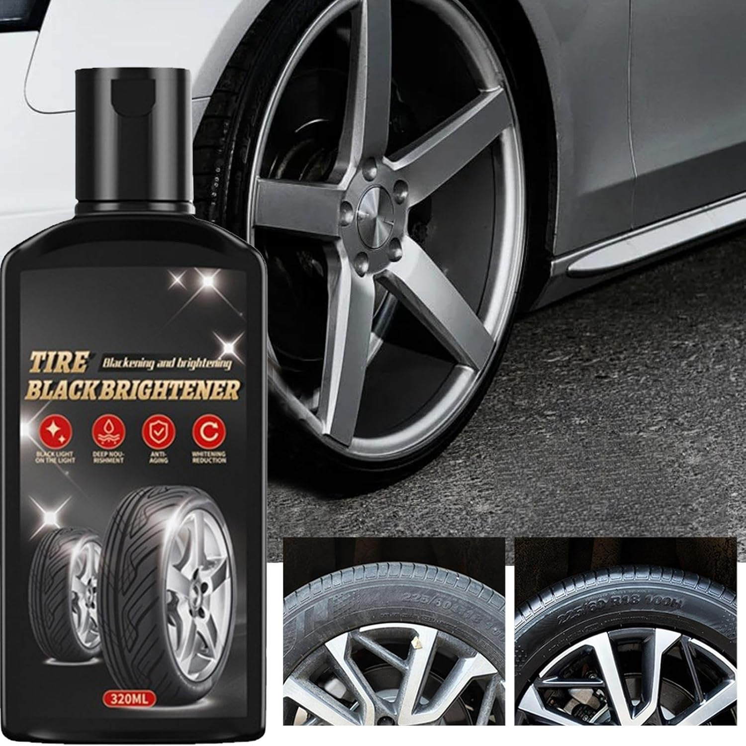 Wheel Shine for Car Tires | Quick Drying 320Ml Restorer - Wheel Detailing Shine Coating,For Automotive Rims Protection Vehicle Motorcycle Truck Detailing Car Maintenance image number 6