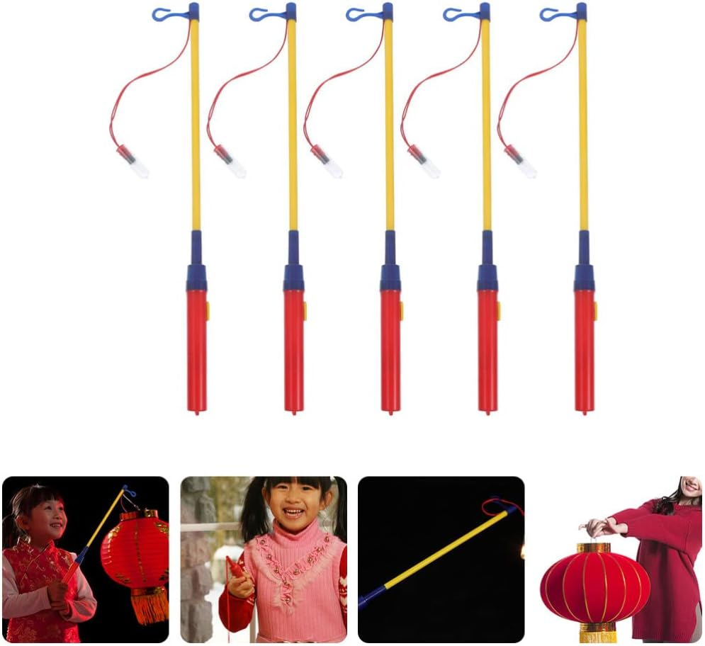 STOBOK 5Pcs Lantern Stick Led Lantern Walking Stick Walking Light Bulbs Lanterns Pole for Kids Childrens Toys Electronic Lanterns Pole Plastic Manual Suite image number 5