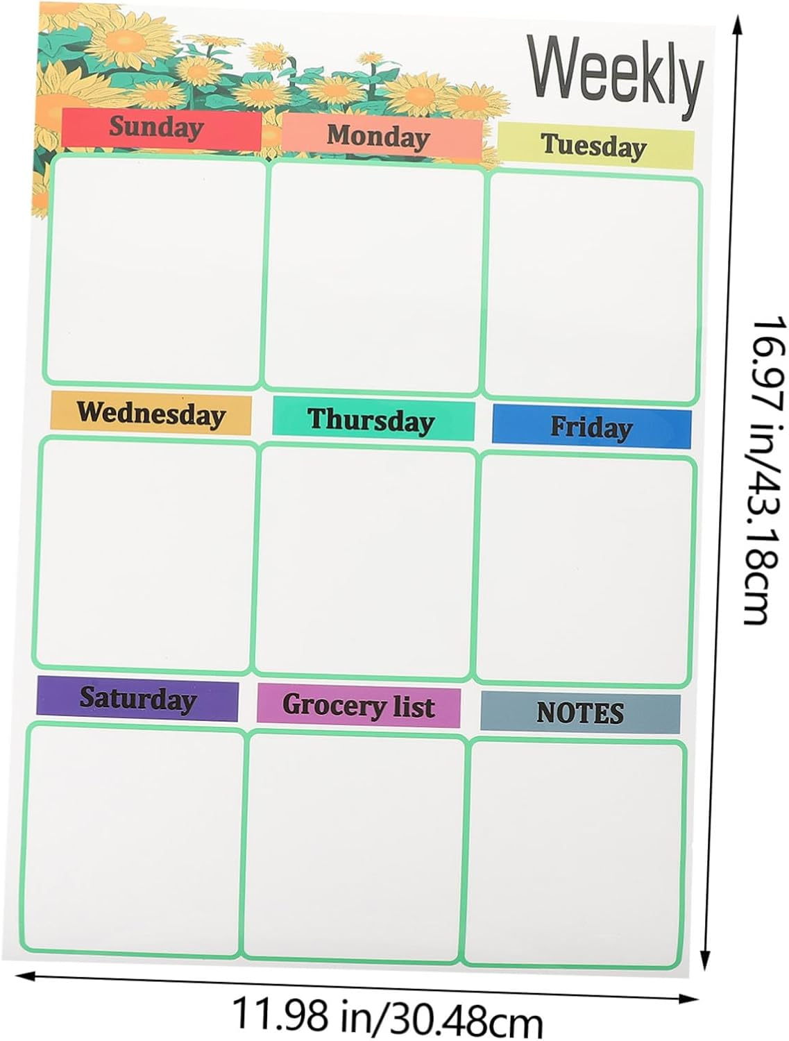 KICHOUSE Magnetic Whiteboard for Fridge Planning Calendar Kitchen Memo Board Reusable Writing Board for Family Schedule and Reminder image number 1