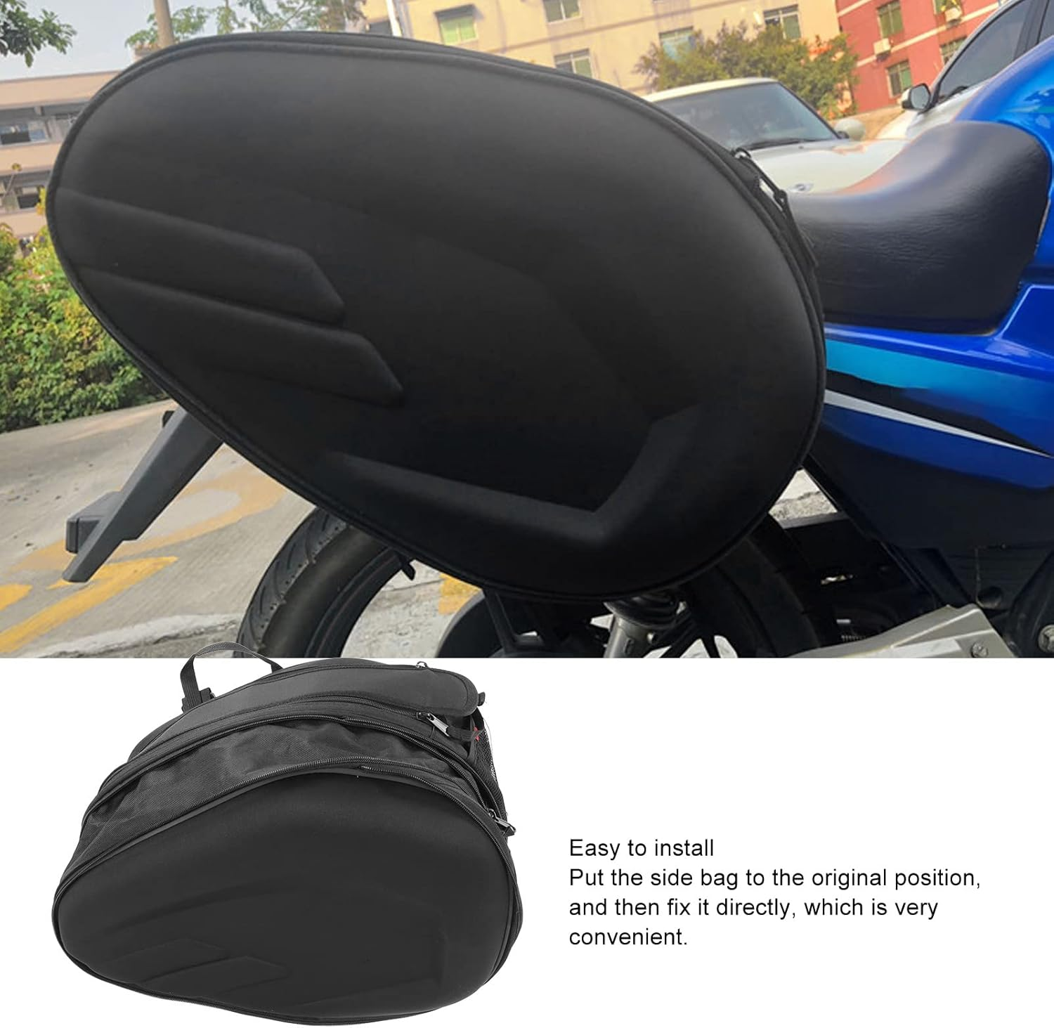 Motorbike Tail Panniers Durable 1 Pair Waterproof Large Motorbike Saddle Bag for Motorbikes (Black)