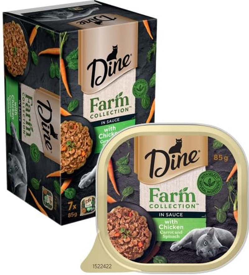 Dine Farm Collection Wet Cat Food Chicken, Carrot & Spinach in Sauce 85G Tray, 42 Pack image number 5