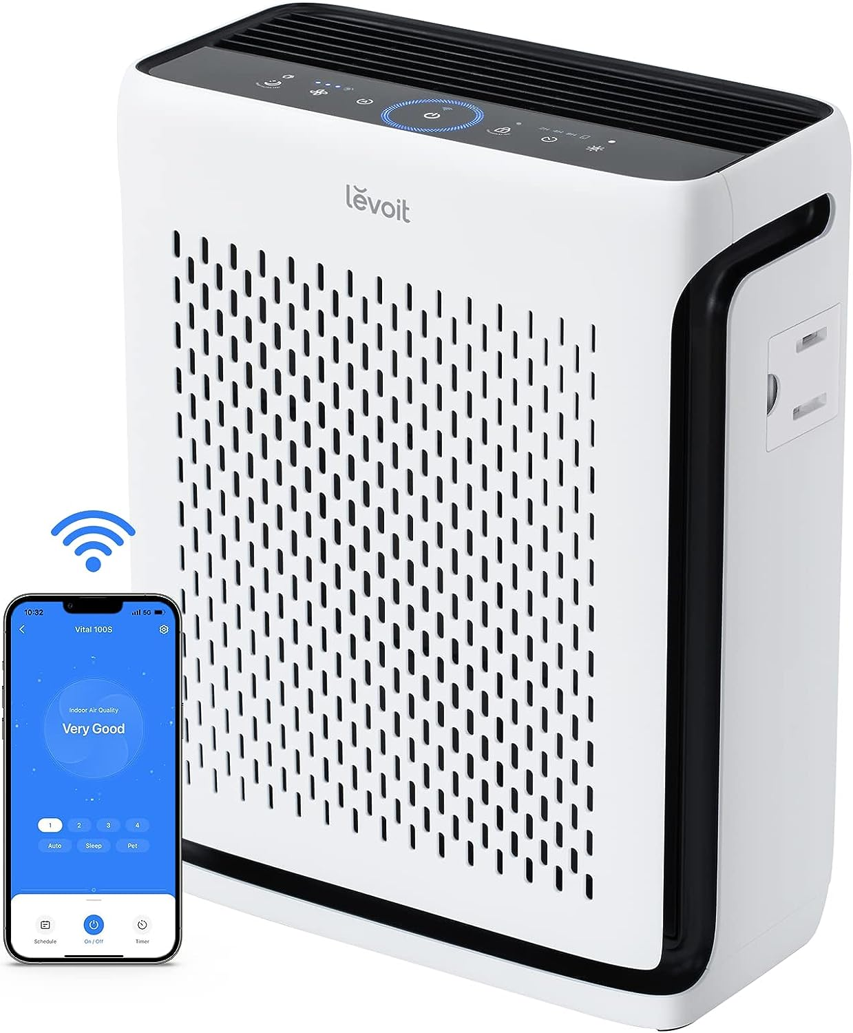 LEVOIT Smart HEPA Air Purifier for Bedroom Home 104M&sup2;, Washable Filter, Pet Mode, Air Quality & Light Sensor, 23Db, Remove 99.97% of Allergens for Pet, Dust, Pollen, Smoke, Vital 100S image number 3
