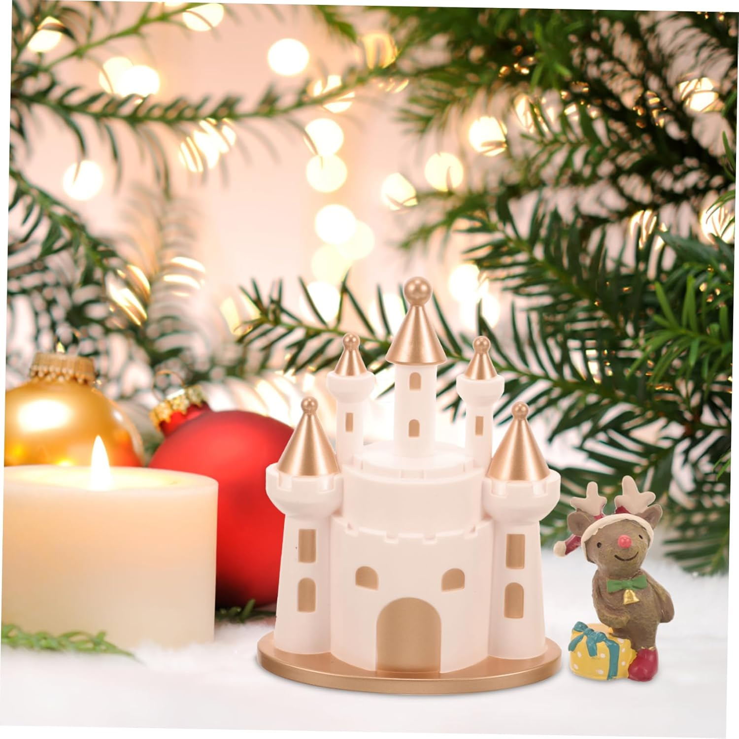 2Pcs Christmas Elk Castle Display Decor for Home and Garden Festive Xmas Adornments for Living Room Bedroom and Holiday Celebrations Material image number 6