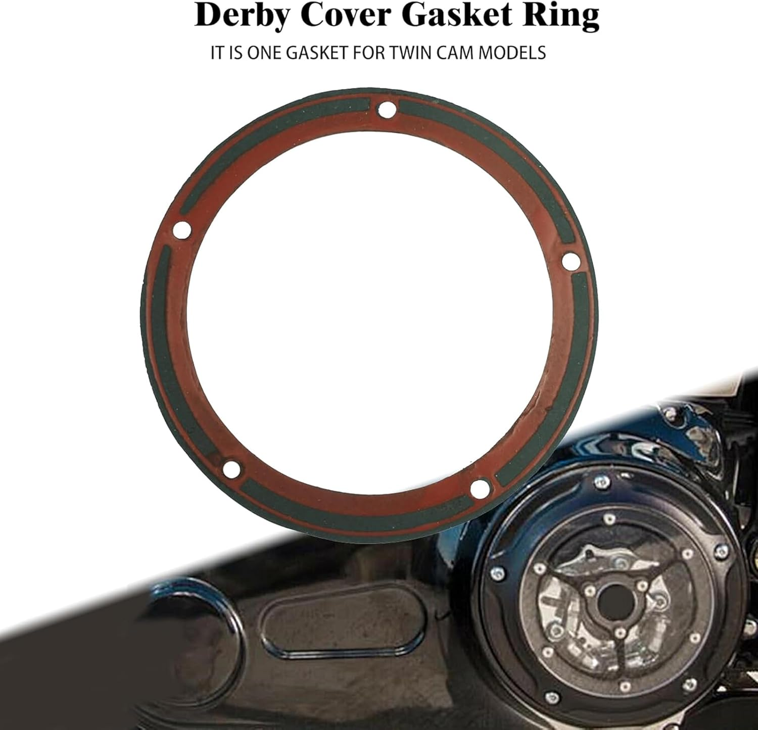 5 Holes Twin Cam Derby Cover Gasket,Gasket Rings,Compatible with Harley Touring Dyna Electra Glide Softail Fatboy FXD 1999-2016 25416-99X,Motorcycle Accessories image number 4
