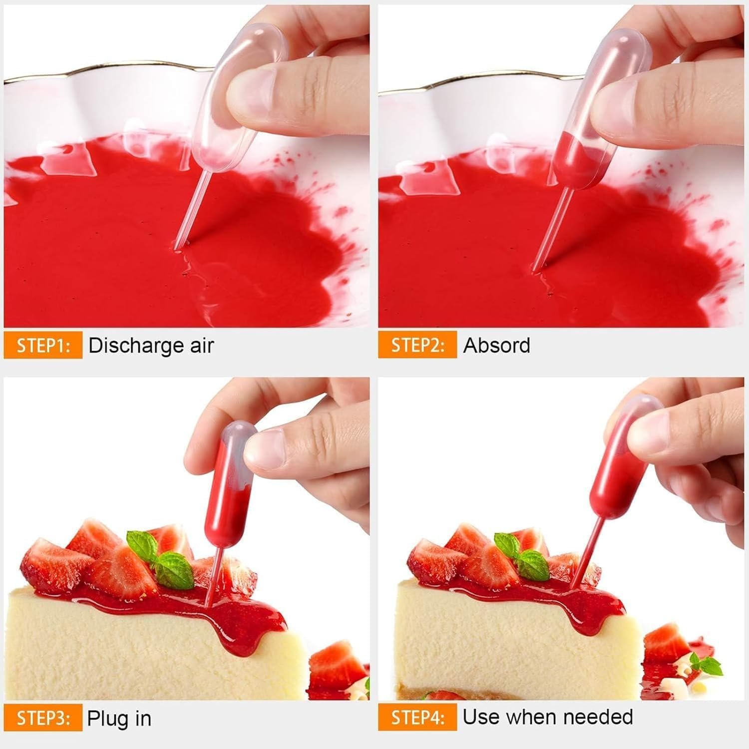 250Pcs 4Ml Plastic Pipettes Squeeze Transfer Pipettes Suitable for Chocolate,Cupcakes,Strawberries image number 4