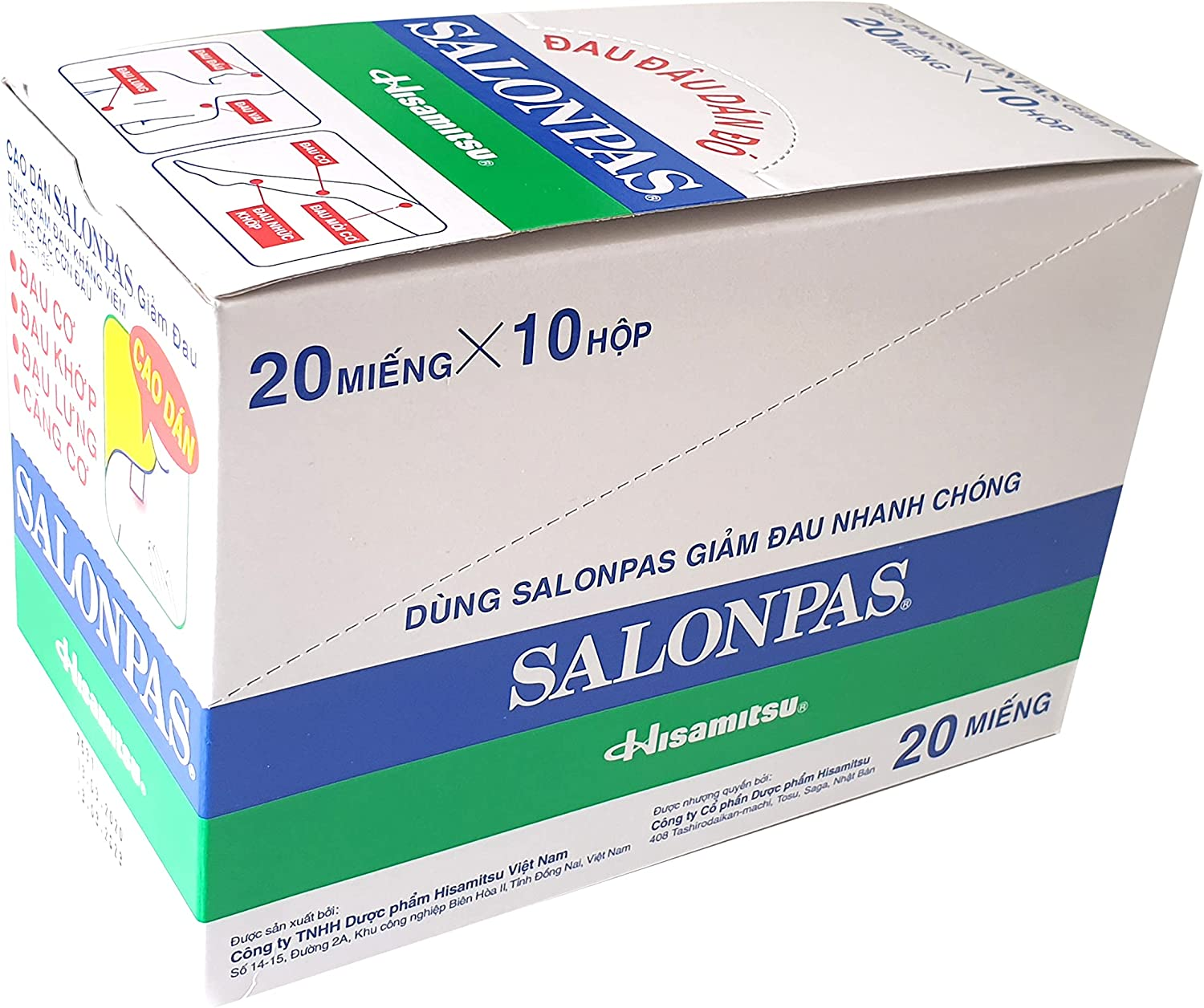 Hisamitsu Salonpas Pain Relief Patch 10 Packs 200 Patches per Box, Relieves Pains Aches Associated W Back Pain, Shoulder Pain, Muscle Pain, Arthritis, Bruises, Sprains, Fever, Toothache, Migraine image number 4