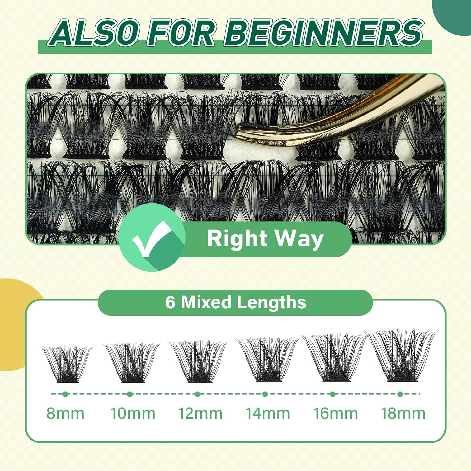 DIY Lash Extension Kit KEYYOU 144Pcs Lash Clusters Eyelash Extension Kit with Mascara Brush Bond and Seal Lash Glue Remover Lash Applicators Lash Brush Clean Pad for DIY Lash Extensions (Y03 Kit) image number 2